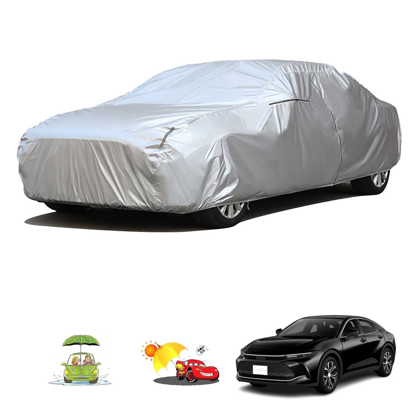 車カバー に適用 トヨタ クラウン（クロスオーバー）AZSH35 TZSH35 専用 ボディカバー カスタムパーツ 車カバー S級生地 自動車用防水カバー 凍結防止 防水防塵 傷防止 汚れ防止 黄砂 雪対策 防風ロープ付き バックミラ—に専門設計