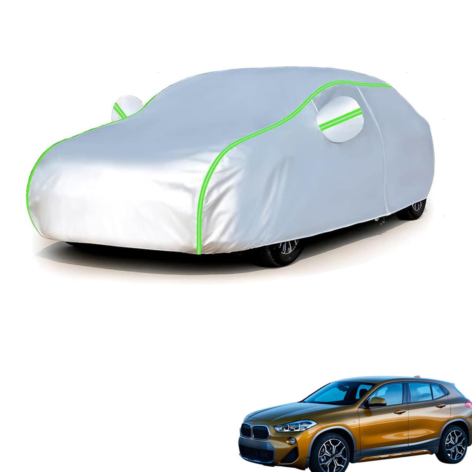 BMW X2 F39 2018年4月〜2023年9月 専用 全天候対応自動車カバー 紫外線防止 雨対策 防風 防水 傷防止 反射ストリップ 収納袋 保護カバー