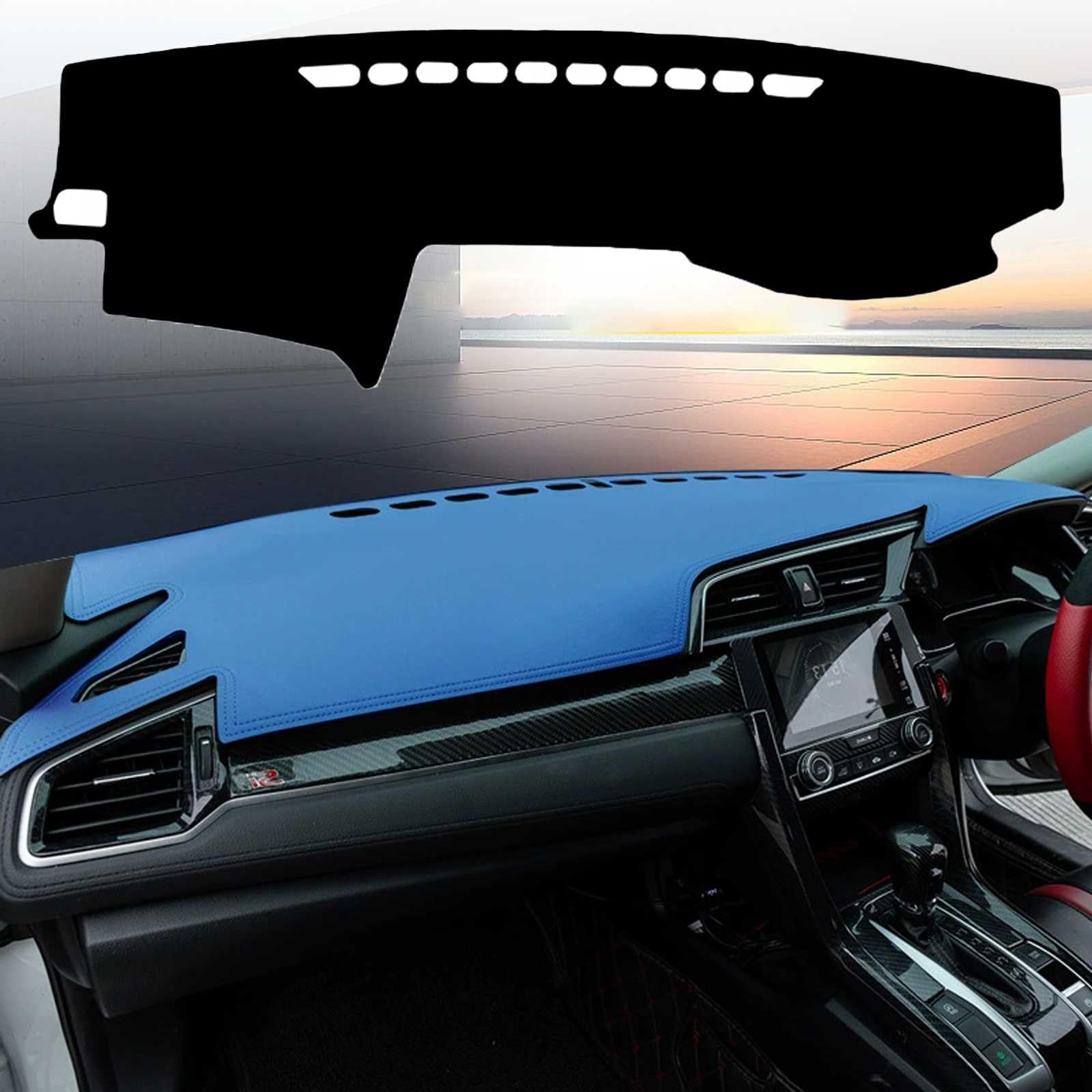 ダッシュボードマット に適用プラド 2003?2009 ダッシュボードカバー【マイクロファイバーレザー素材】裏面滑り止め 保護マット サンシェードパッドカーペット UVカット カーアクセサリー 内装パーツ 簡単取付 Blue Blue Line