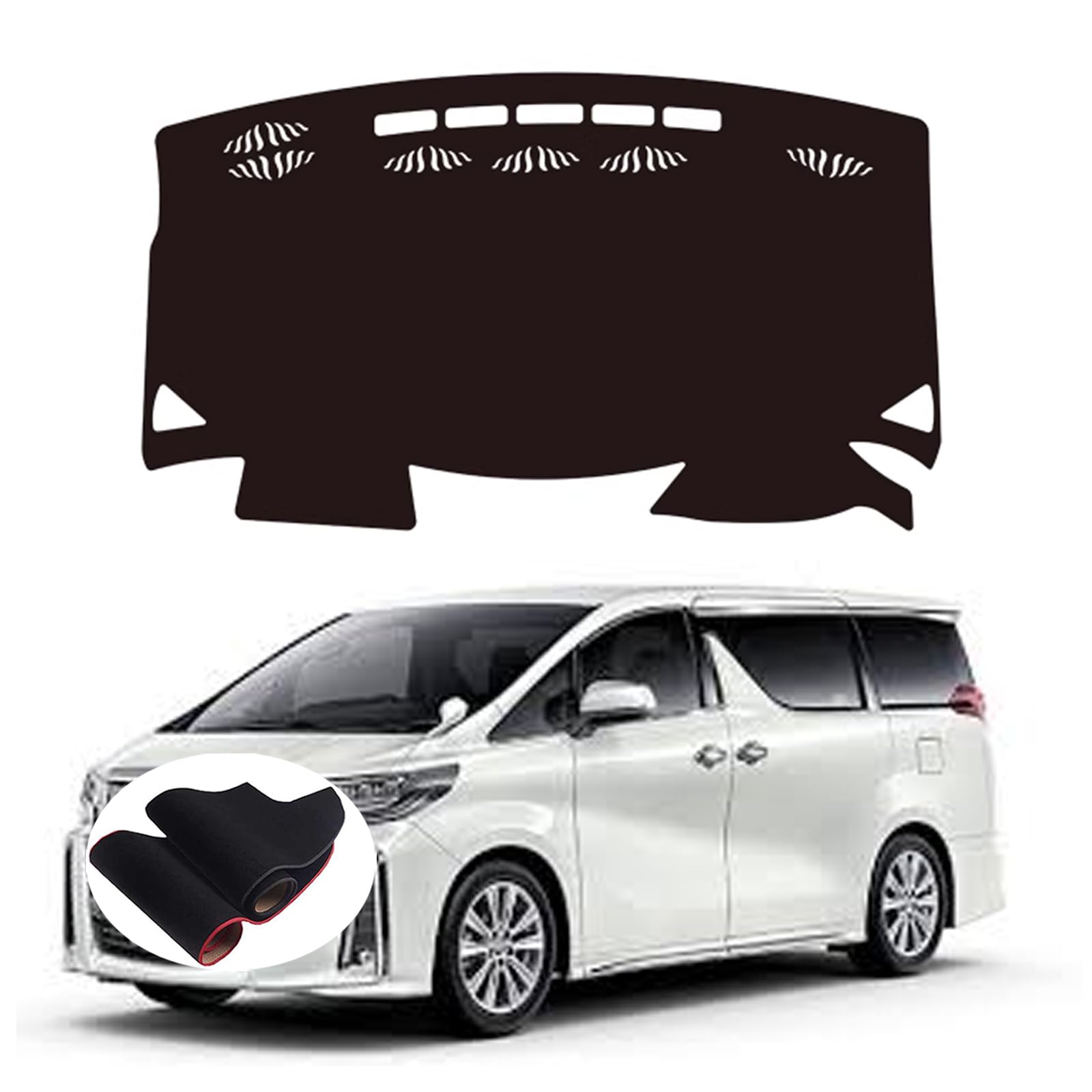 Rakuten - 新型 に適用アルファード 30系 2015-2019 ダッシュボードマット 車種専用設計 ダッシュボードカバー 抗紫外線パッド ポリエステル素材 無臭シリコン滑り止め 日焼け止め 遮光マットインテリアアクセサリー【ブラック】 Black red edge