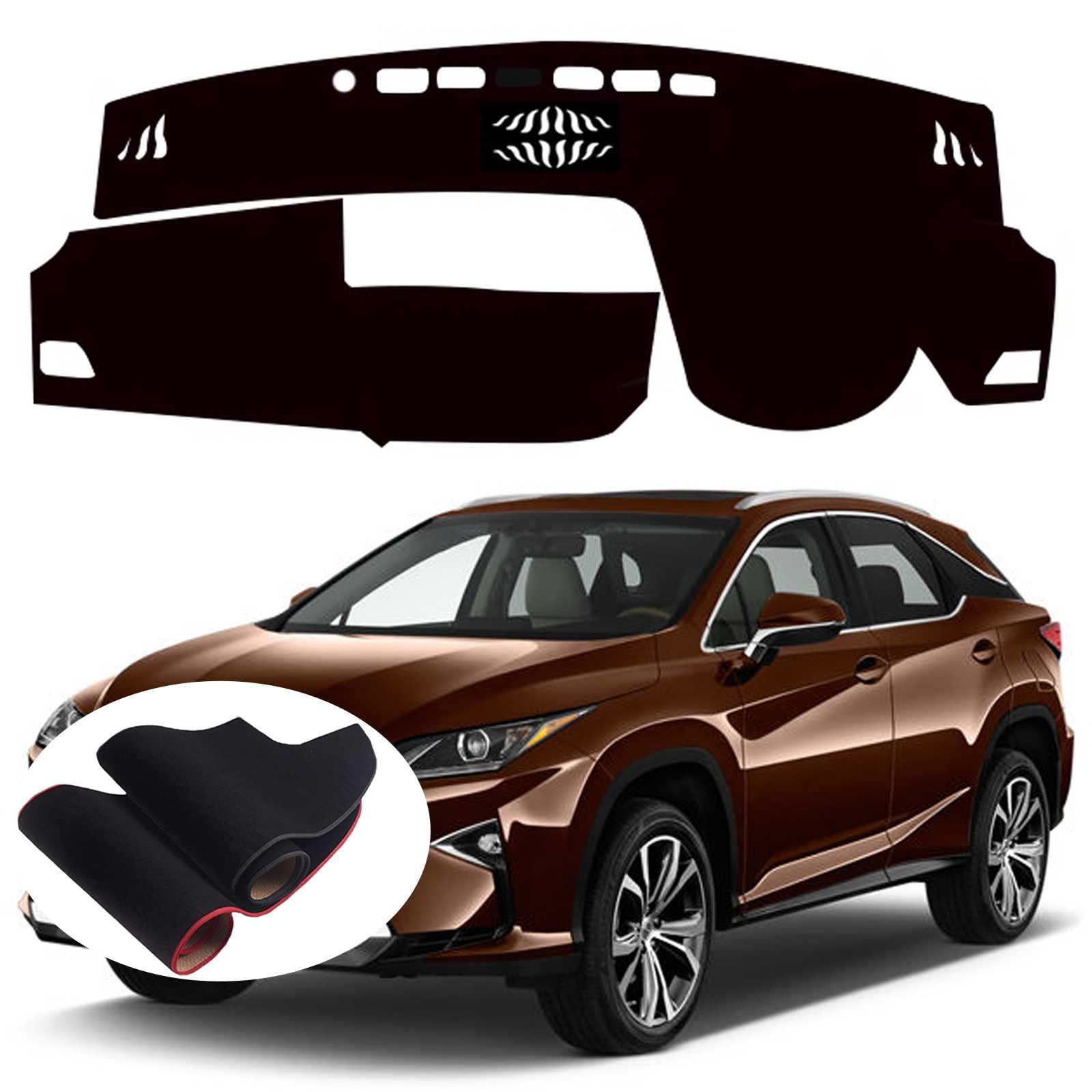 新型 に適用レクサス RX RX350 RX200t RX450h 2016~2020 ダッシュボードマット 車種専用設計 ダッシュボードカバー 抗紫外線パッド ポリエステル素材 無臭シリコン滑り止め 日焼け止め 遮光マットインテリアアクセサリー【ブラック】 Black red edge