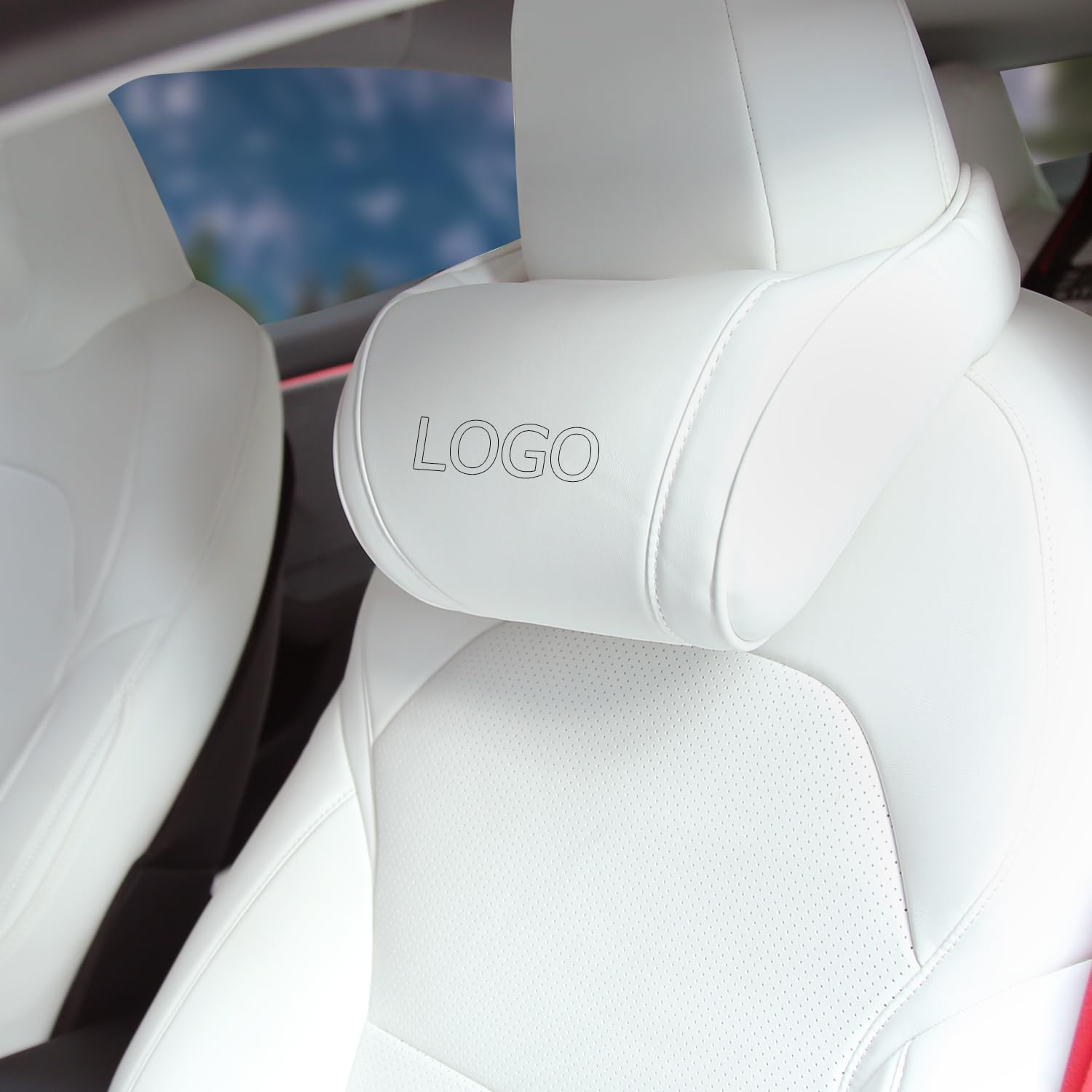 Rakuten - Tesla 車用ネックピロー 低反発素材 人間工学デザイン シートネックサポートヘッドレスト Tesla Model 3 Y S Xアクセサリー用 1個 ホワイト