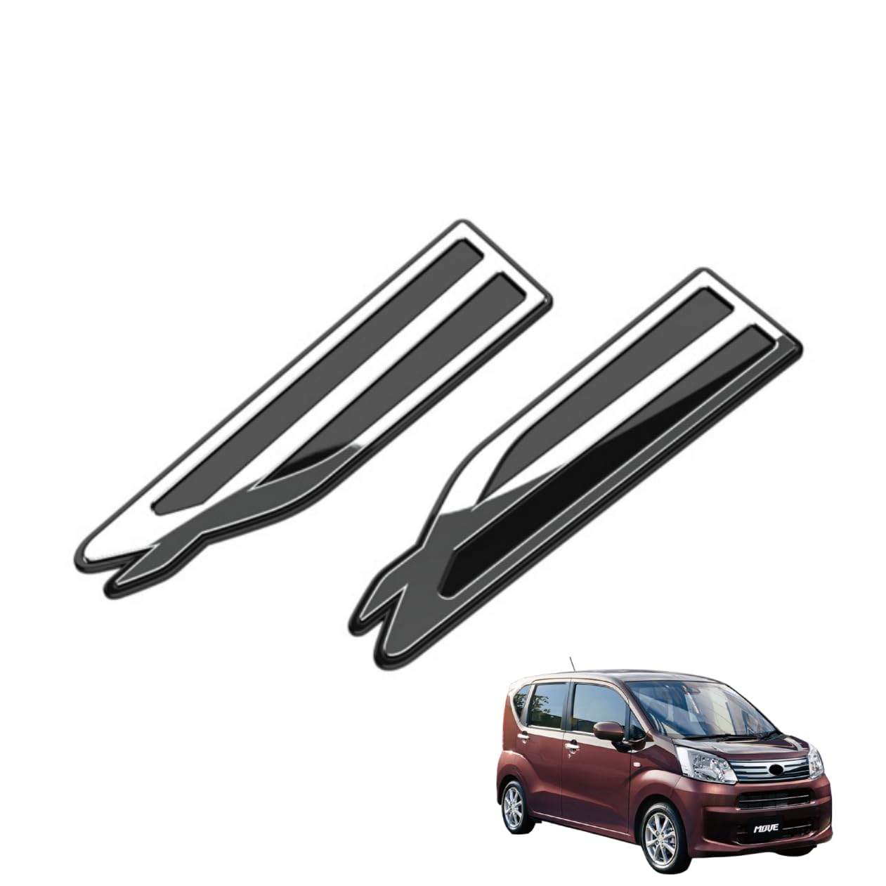 ムーヴ に対応 LA850S LA860S G RS 2025年6月〜For MOVE 対応品 保護 上質 キズ防止 カスタム 装飾 パーツ ABS製 2P ダイハツ専用設計パーツ 取り付け簡単 外装ドレスアップ フロントフェンダー装飾ストリップフェンダーサイドライト ブラック+シルバー 傷防止