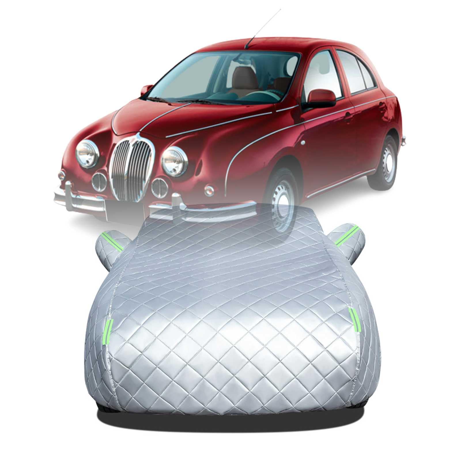 【2025年冬新開発型】ボディカバー に適用 光岡自動車ビュート DBA-K13 DBA-NK13 セダン 車 カバー 防雹カーカバー カスタムパーツ 車カバー 凍結防止カバー 自動車用防水カバー 日焼け防止 車のカバー 傷防止 汚れ防止 黄砂 雪対策 サイドのジッパー 蛍光反射ストリップ付き