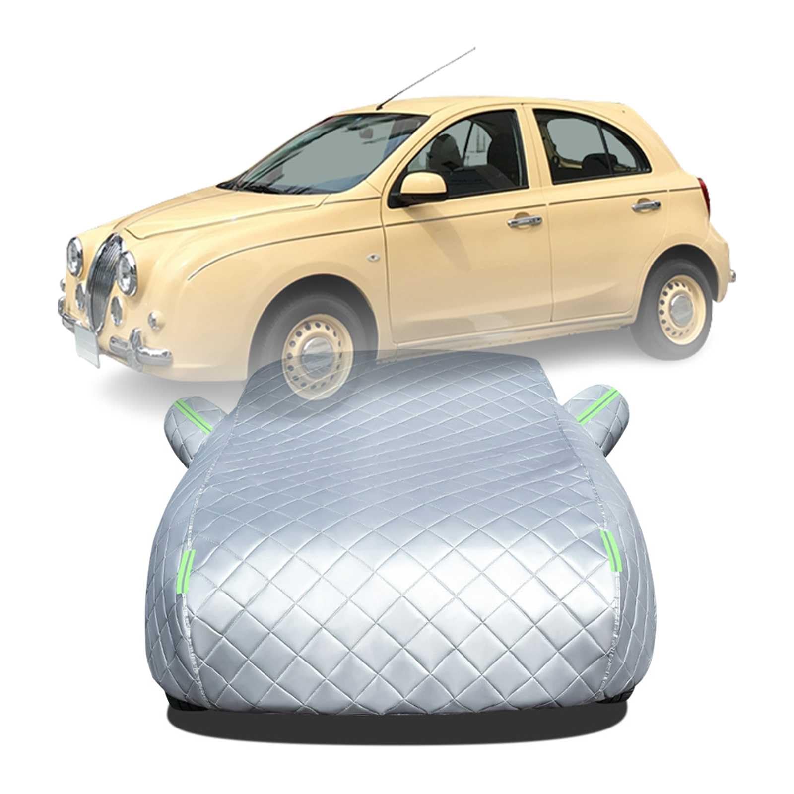 【2025年冬新開発型】ボディカバー に適用 光岡自動車ビュート AK12 YK12 BNK12 車 カバー 防雹カーカバー カスタムパーツ 車カバー 凍結防止カバー 自動車用防水カバー 日焼け防止 車のカバー 傷防止 汚れ防止 黄砂 雪対策 サイドのジッパー 蛍光反射ストリップ付き
