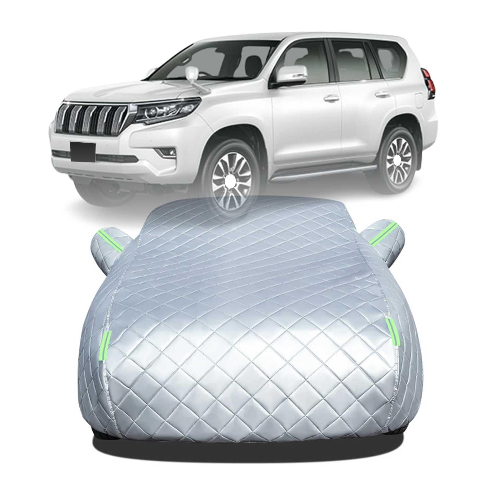 【2025年冬新開発型】ボディカバー に適合する トヨタ ランドクルーザープラド GDJ151W 車 カバー 防雹カーカバー カスタムパーツ 車カバー 凍結防止カバー 自動車用防水カバー 日焼け防止 車のカバー 傷防止 汚れ防止 黄砂 雪対策 サイドのジッパー 蛍光反射ストリップ付き