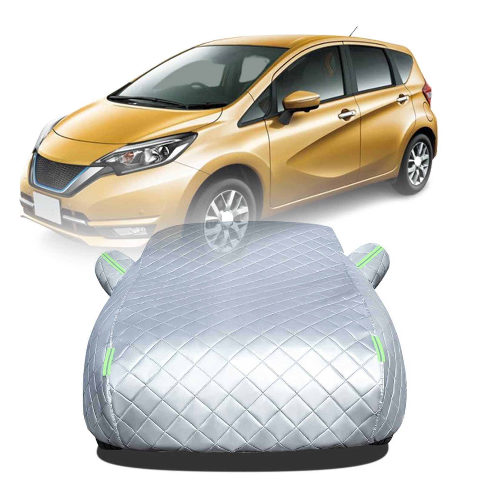 【2025年冬新開発型】ボディカバー に適用 ニッサンノート E12 NE12 HE12 SNE12 E12改 車 カバー 防雹カーカバー カスタムパーツ 車カバー 凍結防止カバー 自動車用防水カバー 日焼け防止 車のカバー 傷防止 汚れ防止 黄砂 雪対策 サイドのジッパー 蛍光反射ストリップ付き