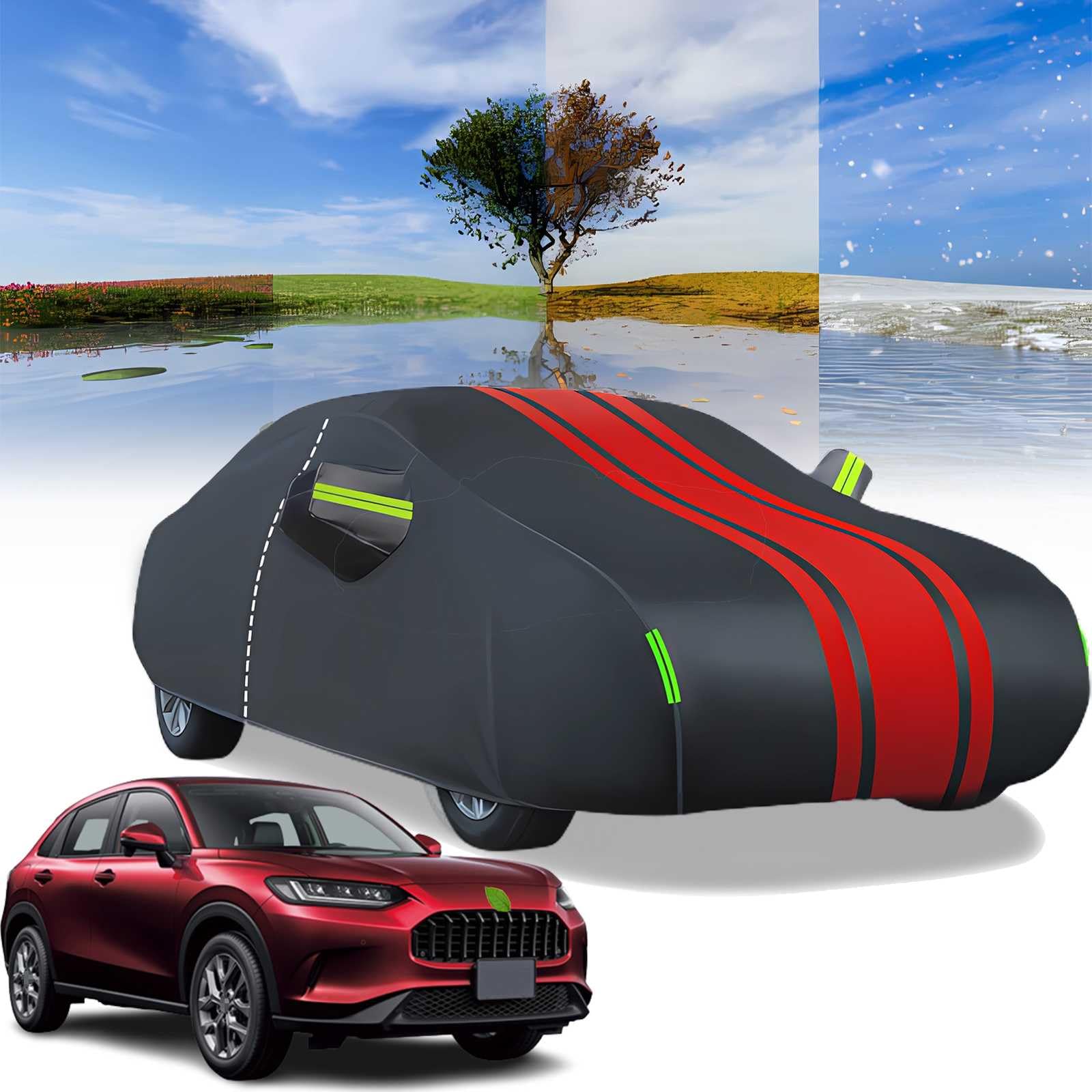 車カバー ホンダ ZR-V RZ3 RZ5 RZ4 RZ6 2022年12月〜現行 専用 カバー 純正 ボディカバー 車保護カバー 複合層構造 耐久性 紫外線対策 防水 防炎 防塵 防輻射 設定簡単 カーカバー 自動車 カバー 黄砂対策 霜雪対策 (右側開けジッパー付)