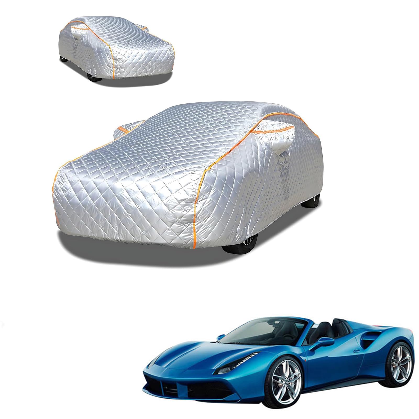 フェラーリ 488スパイダー 2015年10月〜2019年11月 専用 極厚5層構造 車カバー 雹対策 ボディカバー 裏起毛 防水 撥水 防雪 紫外線対策 自動車カバー 凍結防止 黄砂 PM2.5 対策 四季対応 屋外 屋内 傷防止 丈夫 収納袋付き