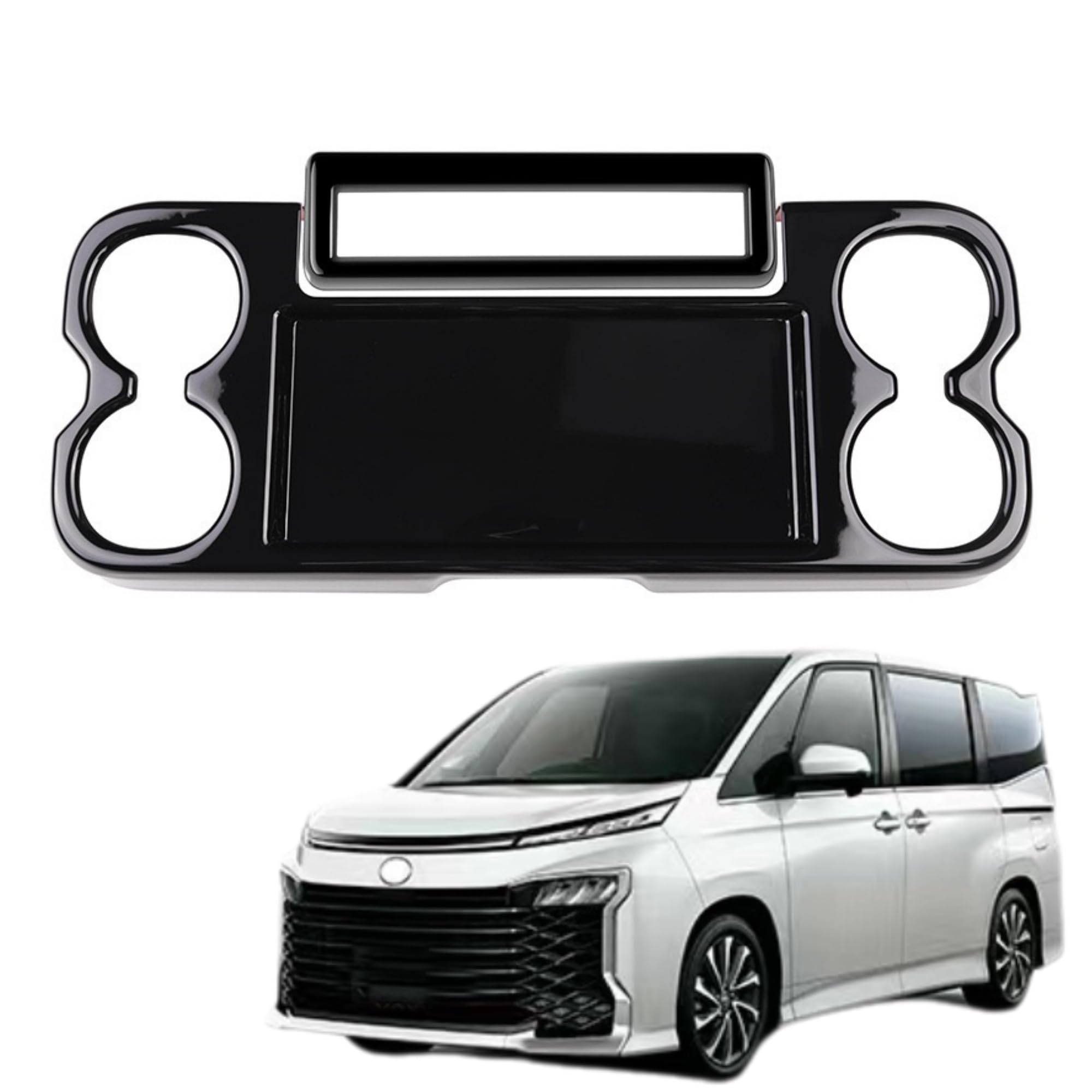 新型ヴォクシー90系 ノア90系に対応 アクセサリー センターコンソールカップホルダーパネルカバー カスタムパーツ 内装グッズ (ピアノブラック)