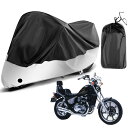 バイクカバー四季対応 に適用カワサキ バルカン400-2 VULCAN 400-U オートバイカバー 防水 紫外線防止 盗難防止 バイク用車体カバー 防雨防雪防塵 凍結防止 全天候型保護 バイク カバー 引き裂きに強い 耐久性 ロック穴有り 収納バッグ付き(銀)