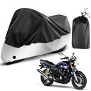 バイクカバー四季対応 に適用ヤマハXJR400R オートバイカバー 防水 紫外線防止 盗難防止 バイク用車体カバー 防雨防雪防塵 凍結防止 全天候型保護 バイク カバー 引き裂きに強い 耐久性 ロック穴有り 収納バッグ付き(銀)