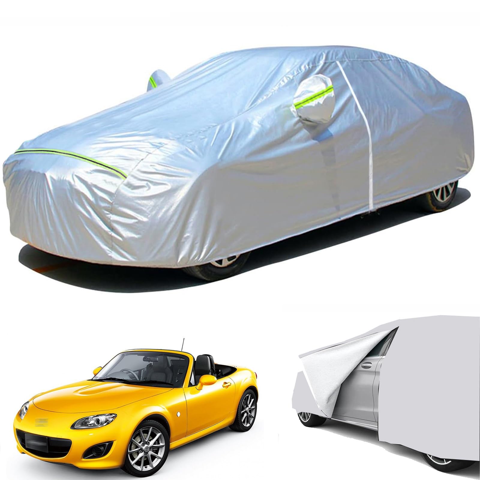 車カバー四季対応 に適用マツダ ロードスター 3代目 NC系 NCEC型 2008年~2015年 専用ボディカバー 210D厚みのあるオックスフォード生地 車体カバーサイドジッパー開け 自動車カバー 防水防雪防塵防輻射UVカット 耐強風台風対策 凍結防止 全天候型保護カーカバー 引き裂きに強