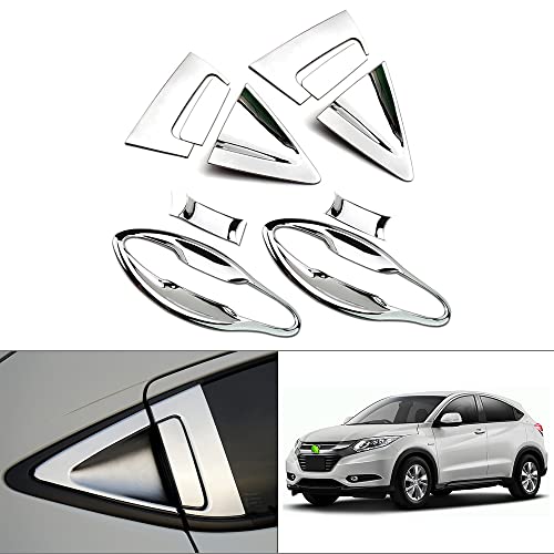 適用于ホンダ ヴェゼル RU系 ドアハンドルカバー ドアノブカバー ガーニッシュ メッキカバー HONDA VEZEL RU1 RU2 RU3 RU4 2013-2021年 車種専用設計 外装 カスタムパーツ ドレスアップ 傷防止 ABS材質 簡単取付 フロント用 リア用10pcsセット (ホンダ ヴェゼル RU系 シルバ