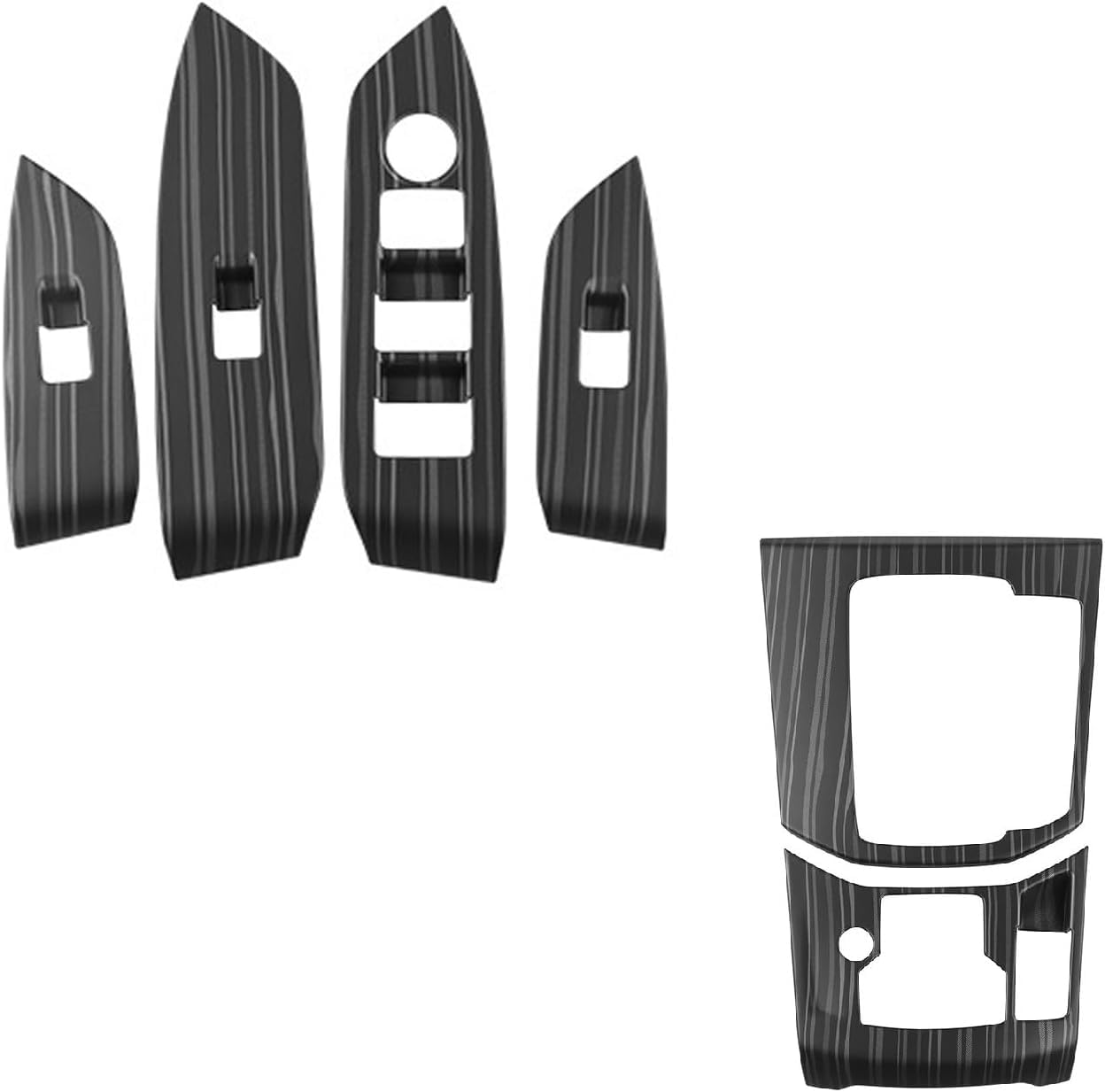 マツダ CX-5 2代目 専用 ドアスイッチ パネル + センターコンソールスイッチパネルカバー 5P キズ防止 保護カバー ABS材質 ガーニッシュ 車種専用設計 内装パーツ (木目色)