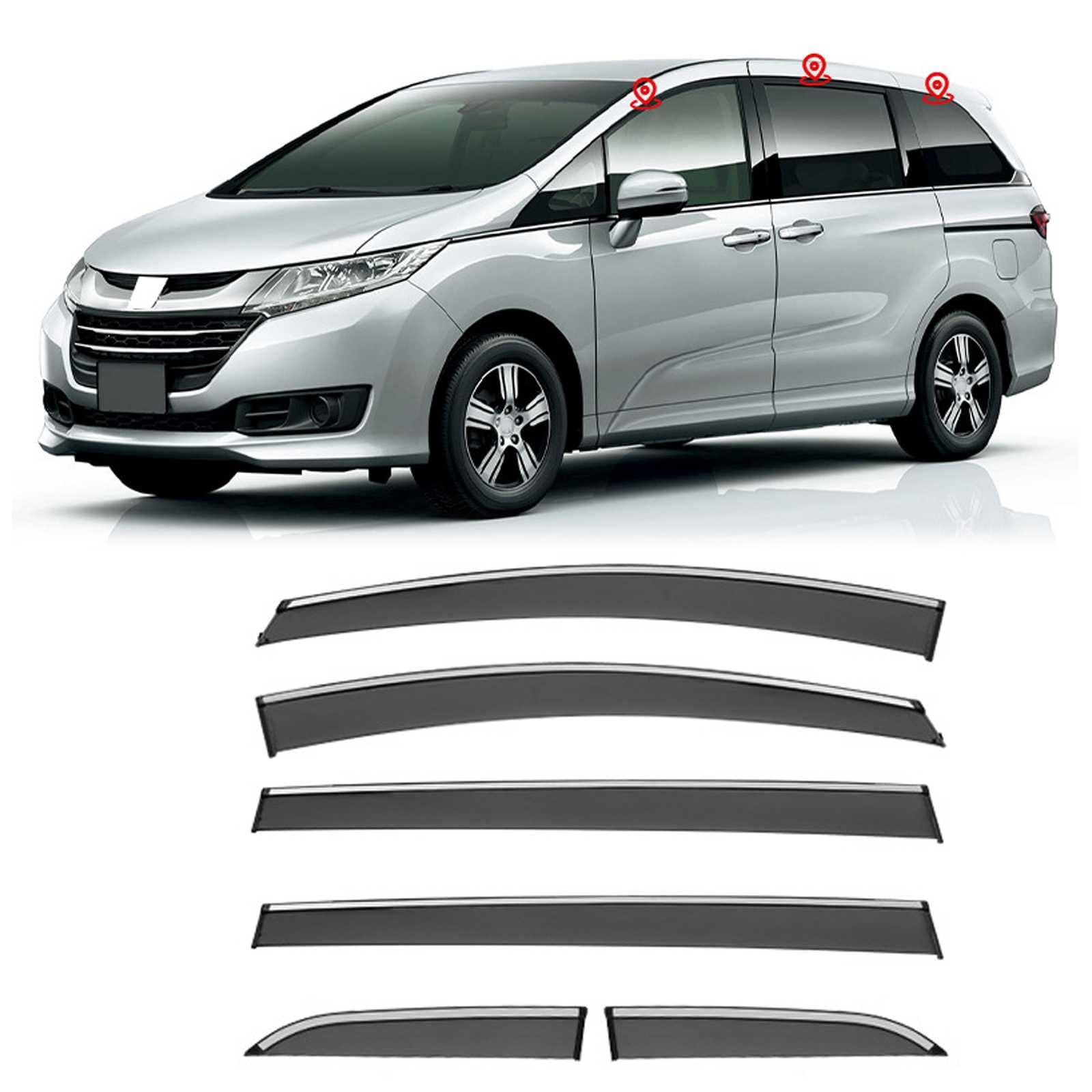 Rakuten - 車種専用設計専用 サイドバイザー オデッセイODYSSEY RC系 2015-2022対応 ドアウィンドウバイザー RC1 RC2 RC4 RC5 車用ウィンドウディフレクター テープオン式 ベントシェード 泥除け 日よけ 雨除け カスタムパーツ 外装アクセサリー 超耐久性 簡単に取り付け 6枚セット