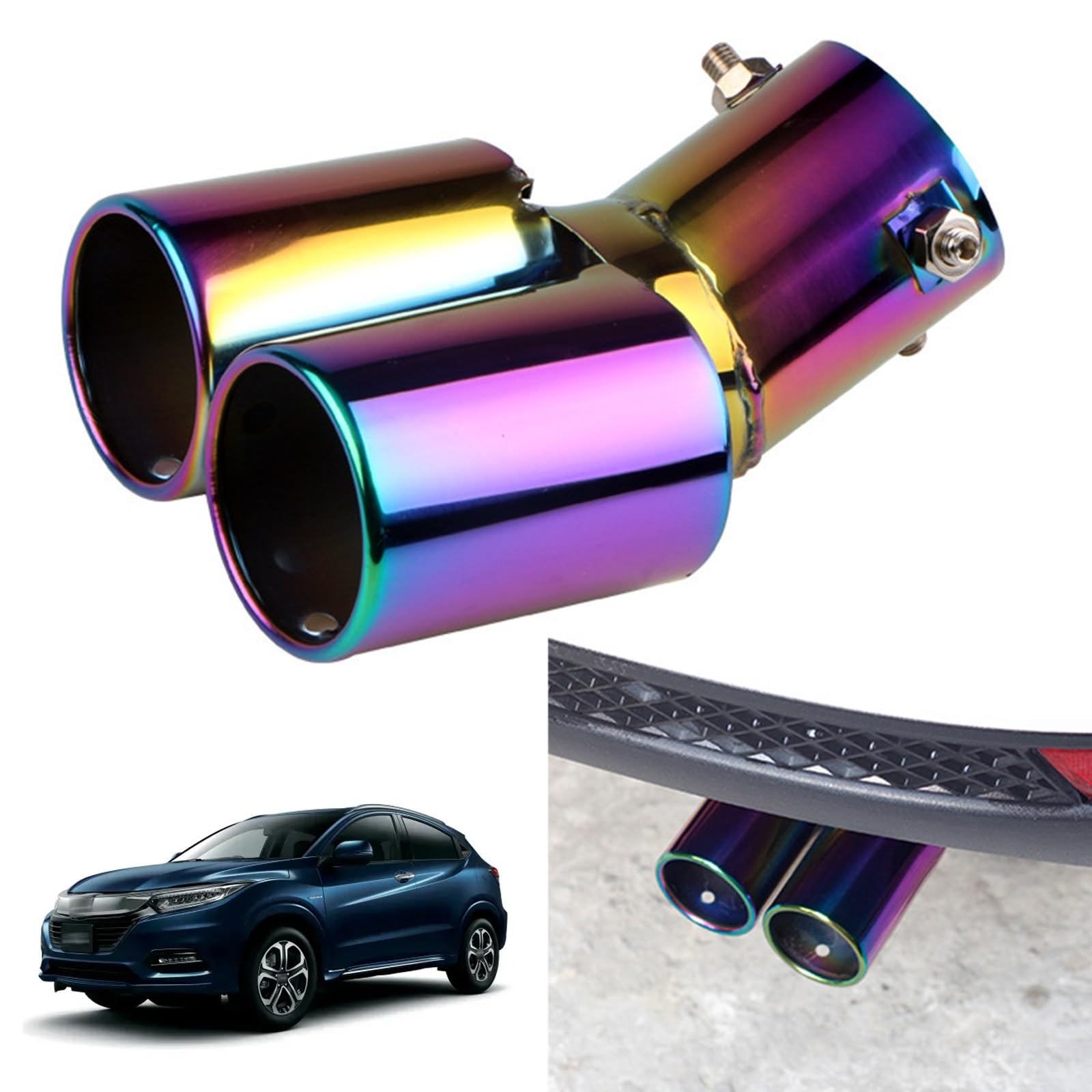 マフラー カッター 2本出し ホンダヴェゼル RU1/2/3/4型 2013年12月~2021年3月専用 車のテールパイプ ..