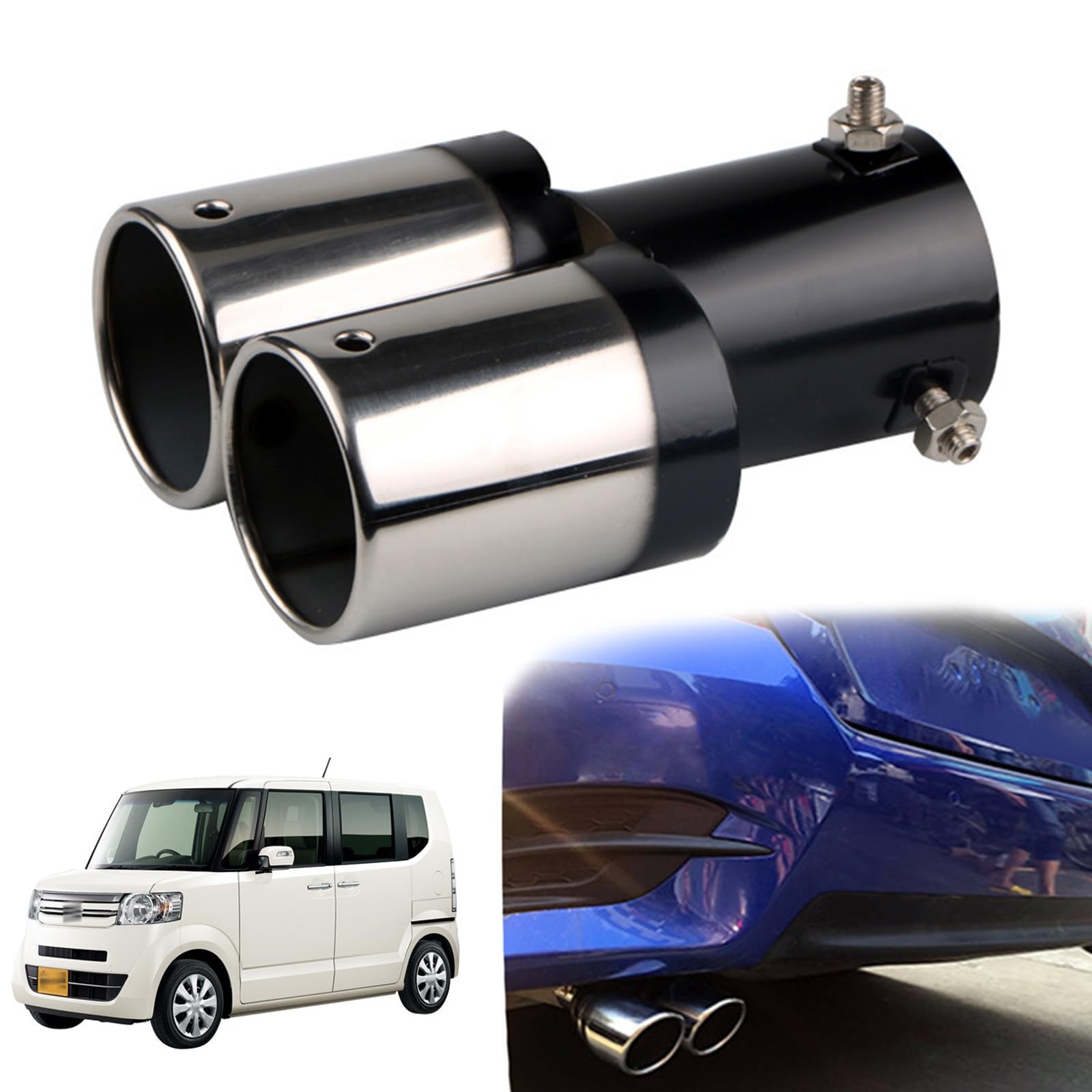 マフラー カッター 2本出し ホンダN-BOX JF1 JF2 2011年~2017年専用 車のテールパイプ カスタム 排気口..