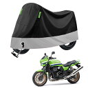 2025新版 バイクカバー に適用カワサキ ZRX1200 ダエグ ZRX1200DAEG【アルミホイル+ニードルパンチコットン】全天候型 厚手 210Dオートバイカバー バイク レインカバー 破れにくい 防雨 防雪 防塵 盗難防止 UVカット 反射ストリップ付き ロック穴 収納袋付き ブラック+シル