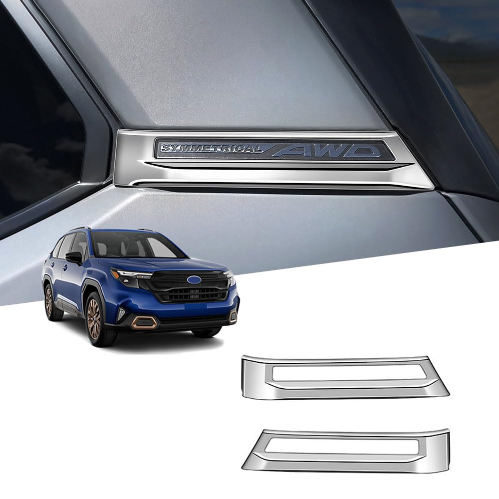 新型 フォレスターSL5 SLG 6代目（2025年4月現行）カスタムパーツ ウィンドウCピラーモールディング ウィンドウモールディング カーボンファイバーテクスチャ ABSプラスチック 装飾 保護 取り付け簡単2PCSフォレスター アクセサリー (銀)