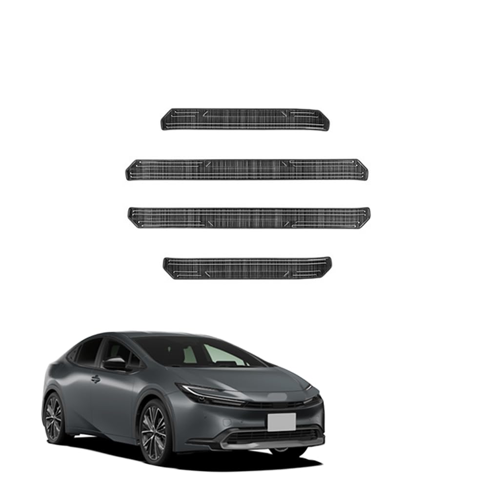 Rakuten - 新型プリウス60系 ZVW60 ZVW65 MXWH60 MXWH65（2023年現行) カスタム パーツ エクステリア ドア敷居ストリップ ドア ステップ ステンレス鋼4pcs プリウス60系 アクセサリー (黒チタン)