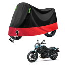 2025新版 バイクカバー に適用カワサキ エリミネーター400SE【アルミホイル+ニードルパンチコットン】全天候型 厚手 210Dオートバイカバー バイク レインカバー 破れにくい 防雨 防雪 防塵 盗難防止 UVカット 反射ストリップ付き ロック穴 収納袋付き ブラック+レッド