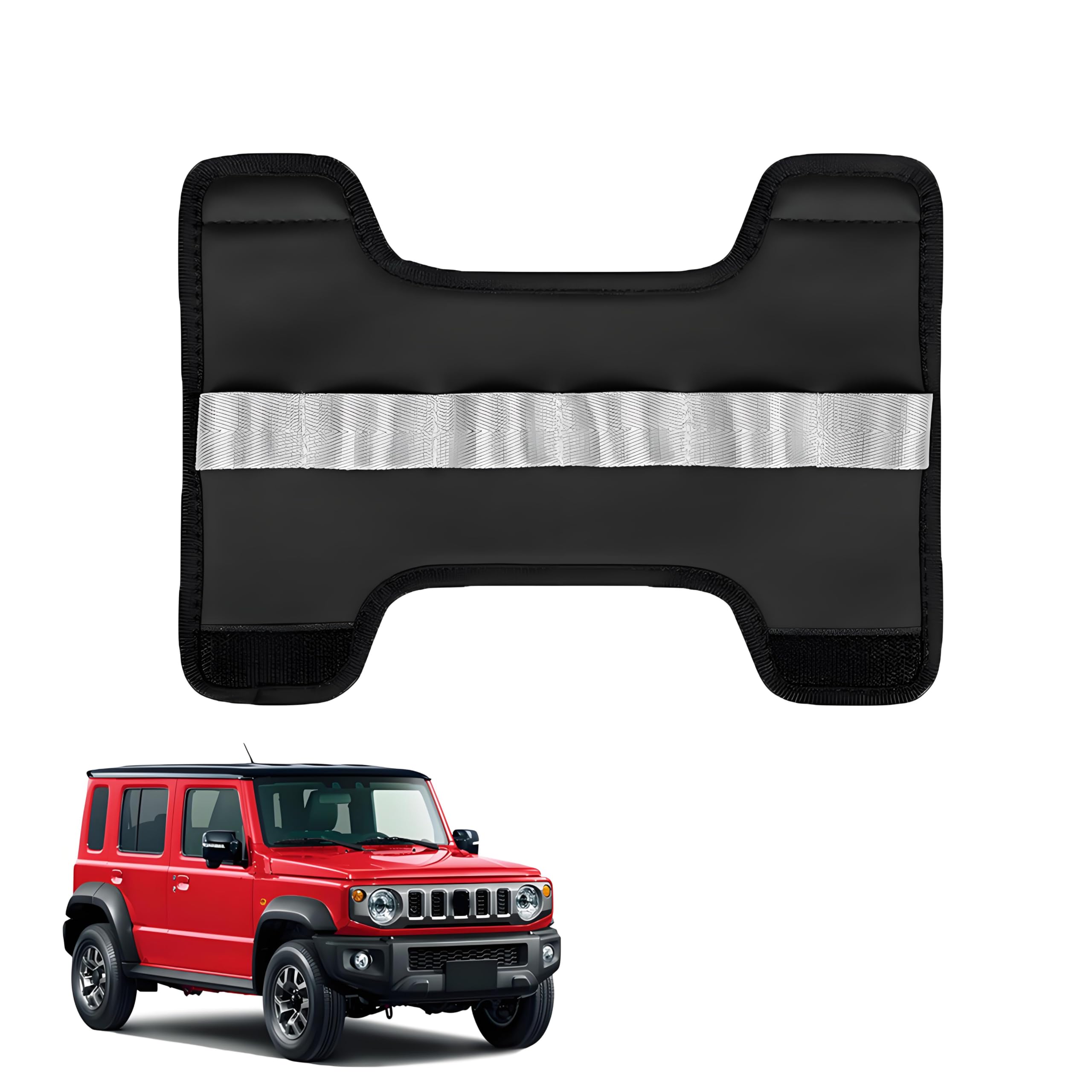 新型 ジムニーノマド JC74 5ドア（2025年4月）カスタムパーツ 助手席アームレストウェビング アームレストカバー レザー素材 車種専用設計 傷防止 耐摩耗性 防水 取り付け簡単 ジムニーノマド アクセサリー (銀)