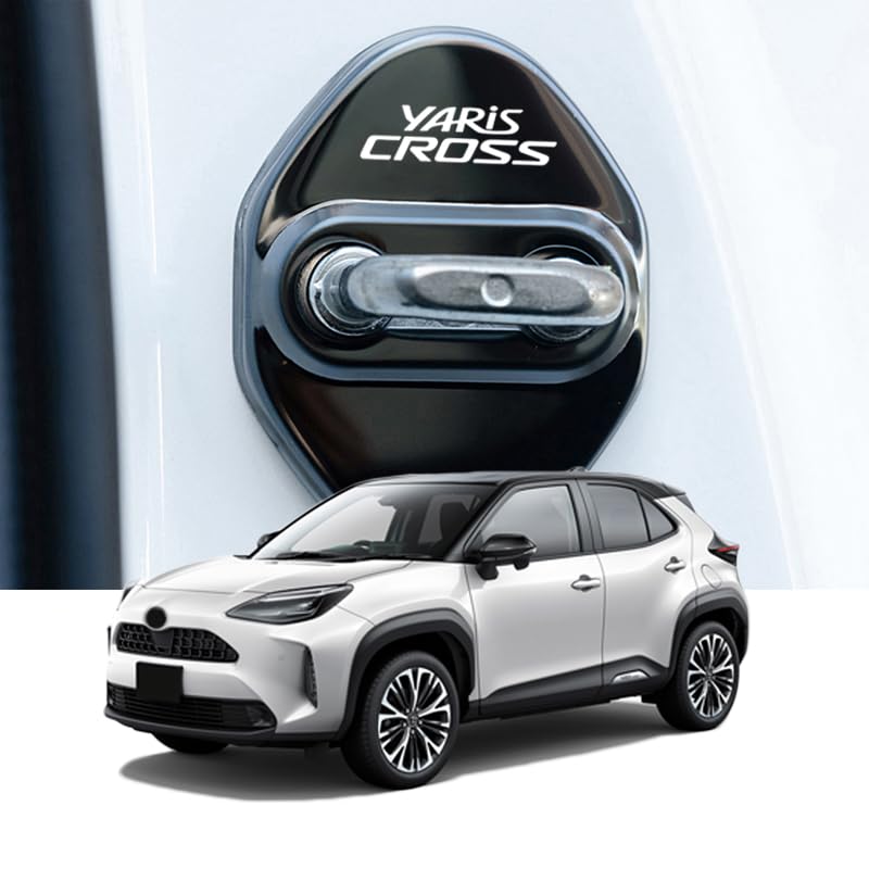 Rakuten - 新型ヤリスクロス Yaris Cross 10系車のドアロック保護カバーケース防錆ステッカー装飾4pcsヤリスクロス アクセサリー (黒)