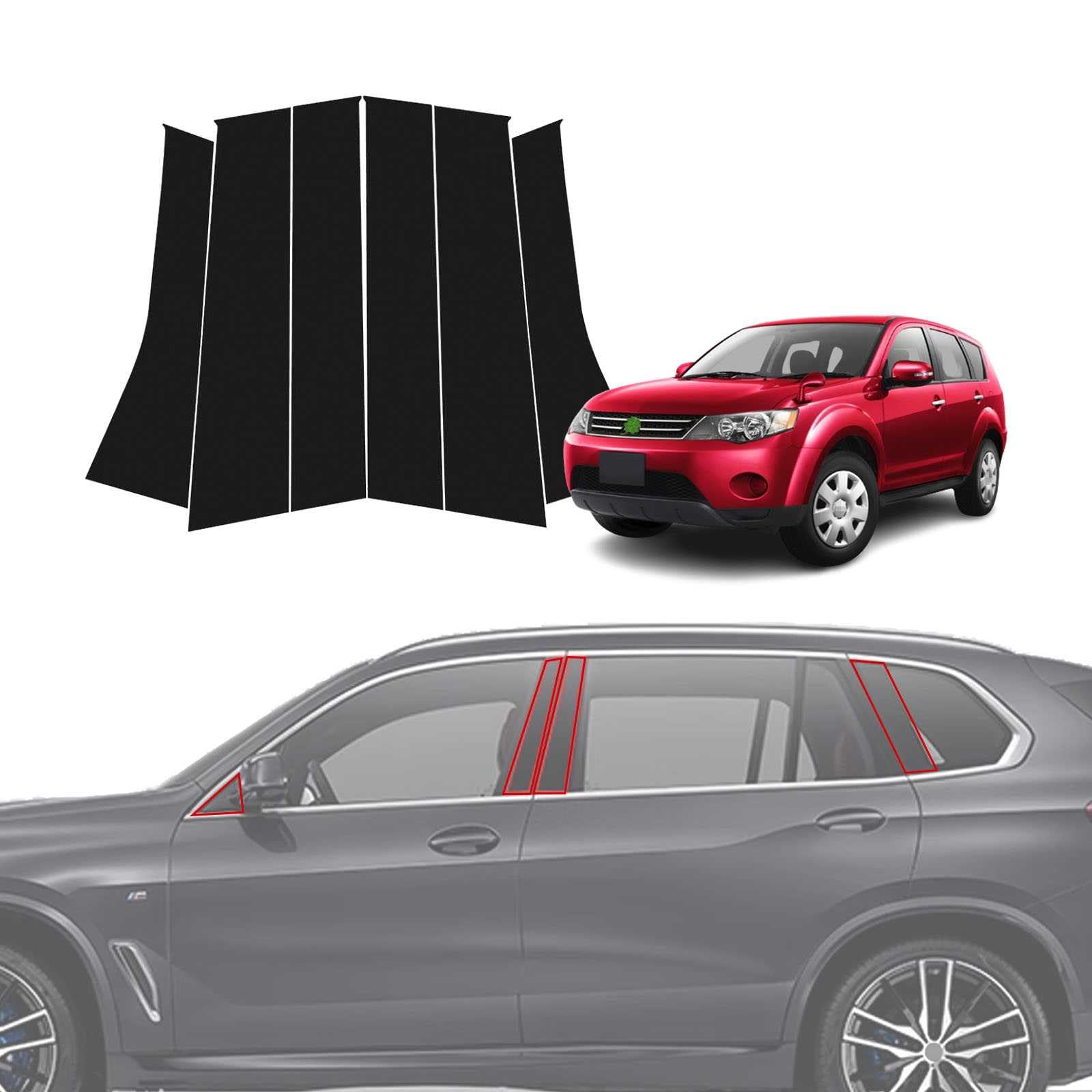 【2025年新開発型】に適用 三菱アウトランダー 初代 CW5W/6W型 2005年10月~ 2012年 ピラーガーニッシュ カスタム パーツ ドアセンターピラー 6枚 純正 ウィンドウ ピラー 飾り キズ隠し 擦り傷防止 耐候性 取付簡単 車のウィンドウ保護Bピラー