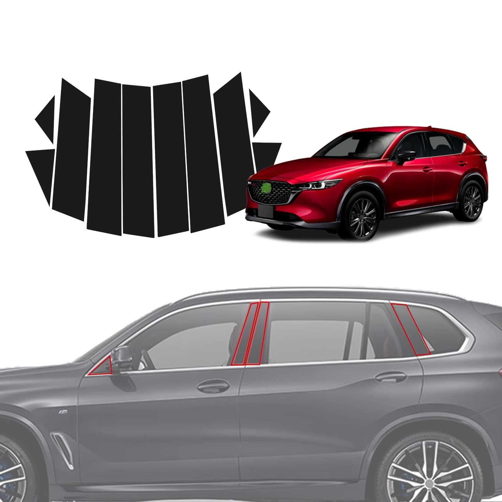 【2025年新開発型】に適用 マツダ CX-5 2代目 KF系 ピラーガーニッシュ カスタム パーツ ドアセンターピラー 10枚 純正 ウィンドウ ピラー 飾り キズ隠し 擦り傷防止 耐候性 取付簡単 車のウィンドウ保護Bピラー KFEP/KF5P/KF2P型 2017年2月~