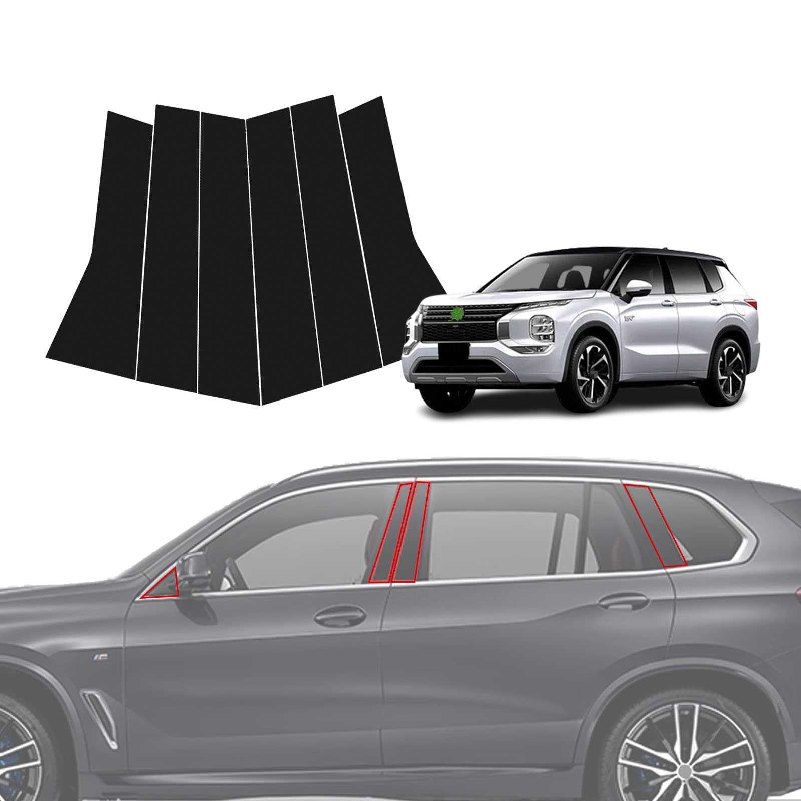 【2025年新開発型】に適用 三菱アウトランダー 3代目 GN0W型 2021年12月~現行 ピラーガーニッシュ カスタム パーツ ドアセンターピラー 6枚 純正 ウィンドウ ピラー 飾り キズ隠し 擦り傷防止 耐候性 取付簡単 車のウィンドウ保護Bピラー