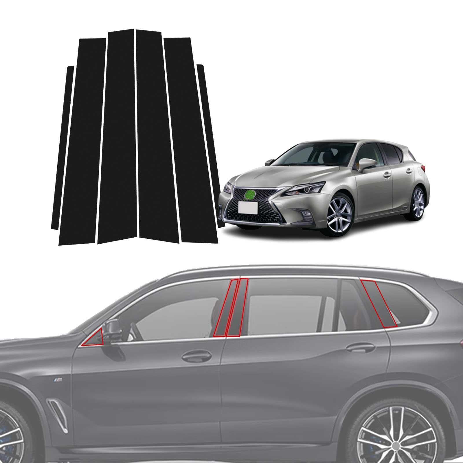 【2025年新開発型】に適用 レクサスCT200 ZWA10型 10系 2011年1月~2022年11月 ピラーガーニッシュ カスタム パーツ ドアセンターピラー 6枚 純正 ウィンドウ ピラー 飾り キズ隠し 擦り傷防止 耐候性 取付簡単 車のウィンドウ保護Bピラー