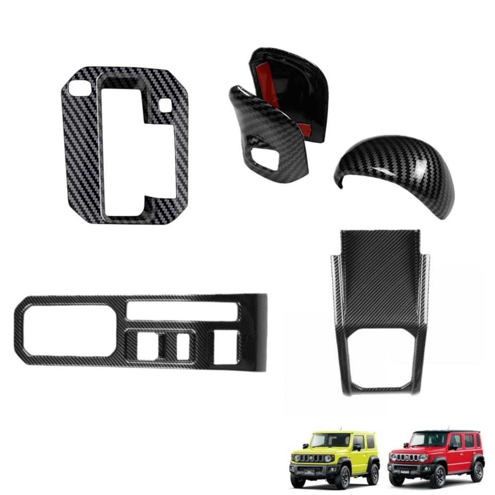 インテリアパネルセット「ジムニー JB64W / ジムニーシエラ JB74W/ジムニーノマド JC74W」AT車専用 ハンドブレーキパネル?シフトノブカバー?センターギアシフトパネル?シフトフレーム 4点 ABS製 スズキ対応品 パーツ ガーニッシュ アクセサリー (カーボン調)