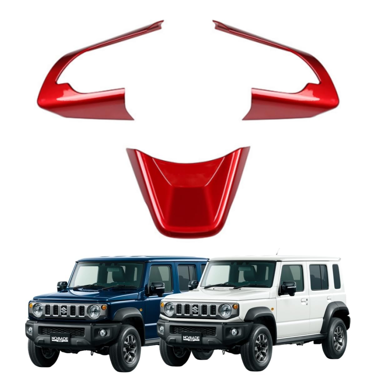 Rakuten - 「 ジムニーノマド JC74W 5ドア 2025年-」運転席側 ステリングパネル ボタンカバー ハンドルフレーム パーツ ガーニッシュ アクセサリー ABS製 スズキ対応品 (レッド)
