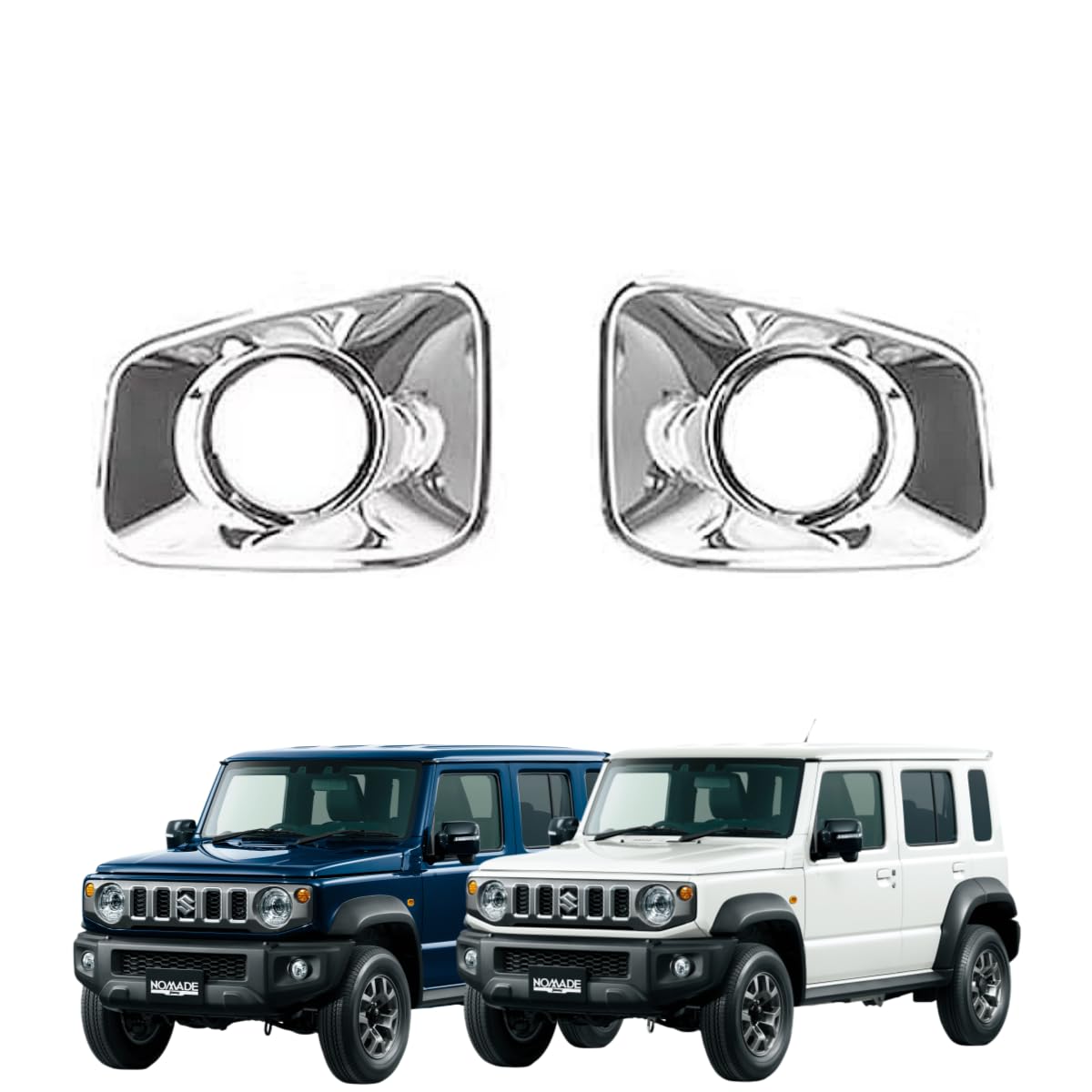 「 ジムニーノマド JC74W 5ドア 2025年-」 フロントフォグランプパネル アンダーフォグライトカバー パーツ ガーニッシュ アクセサリー ABS製 スズキ対応品 (鏡面仕上げシルバー)