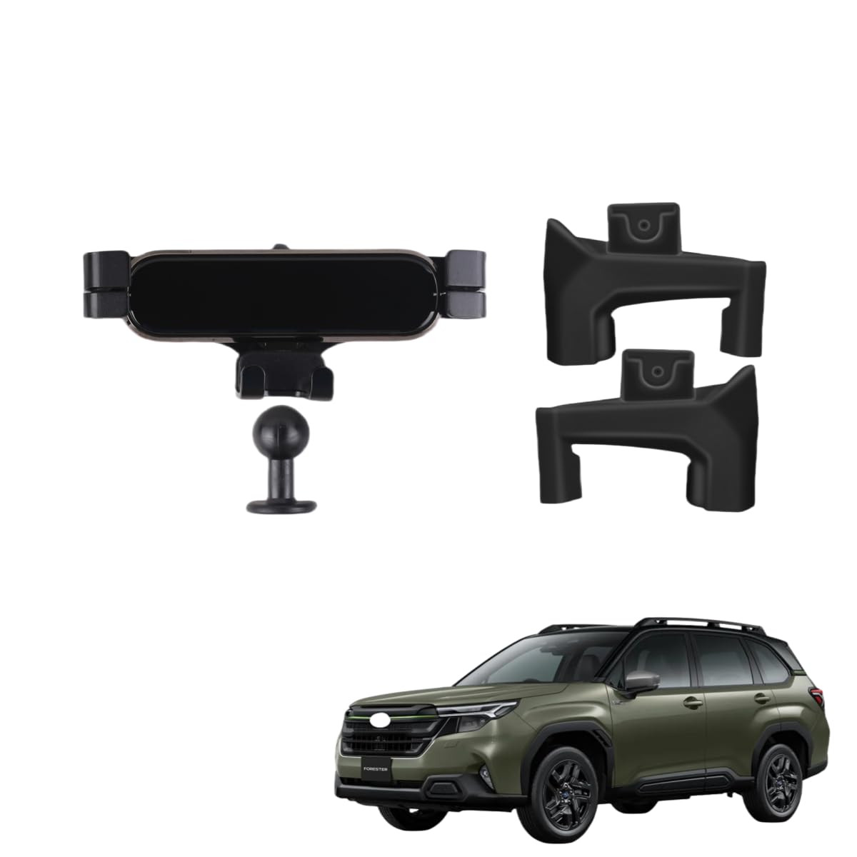 「フォレスター に適用 SL系 2025年4月ー」携帯電話ホルダー 送風口スマホホルダースマホスタンド 固定ブラケットベース 安定性 スバル対応品 ブラック仕上げ