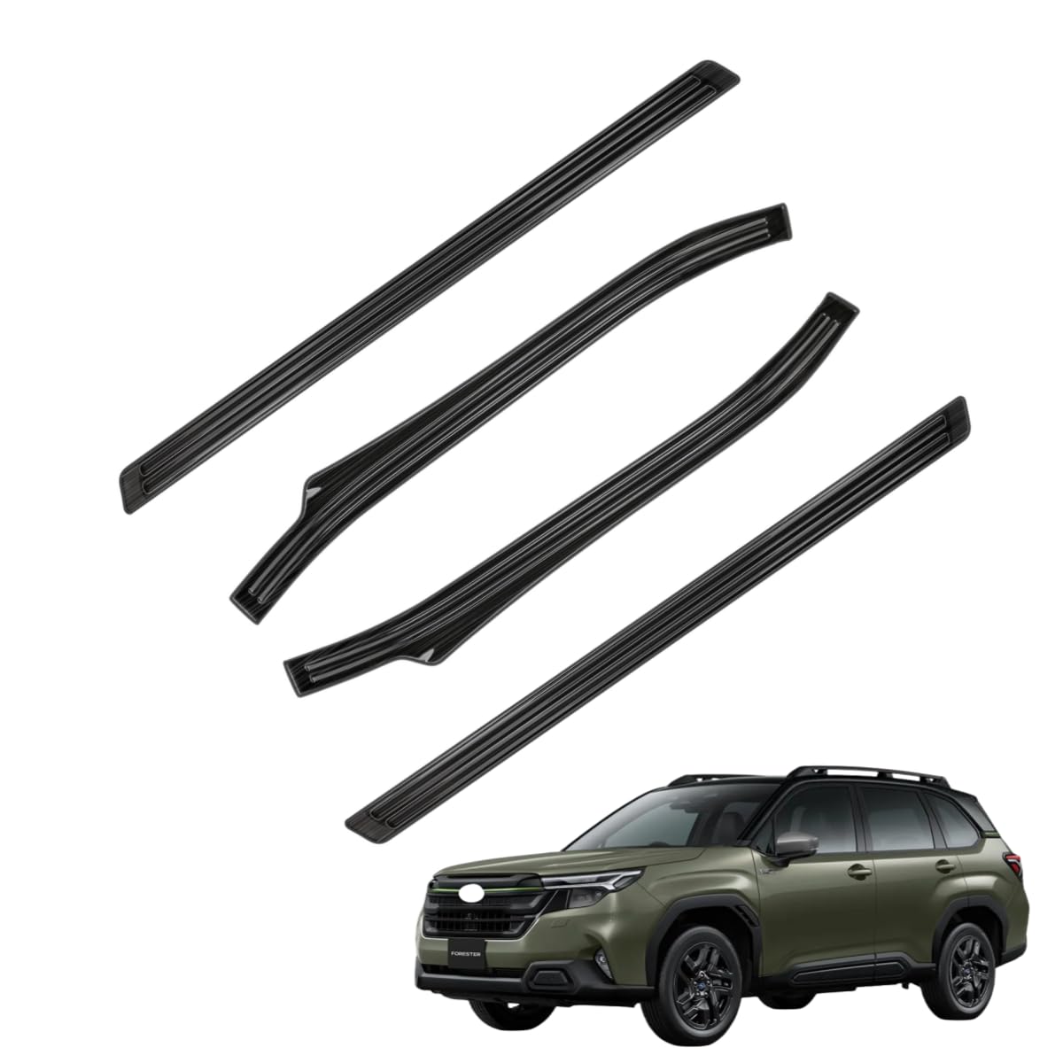 「フォレスター に適用 SL系 2025年4月ー」外側 サイドステップカバーガード ドア敷居カバーパネル キズ防止 プロテクター アクセサリー ガーニッシュ スバル対応品 ステンレス製 (ラインブラック)