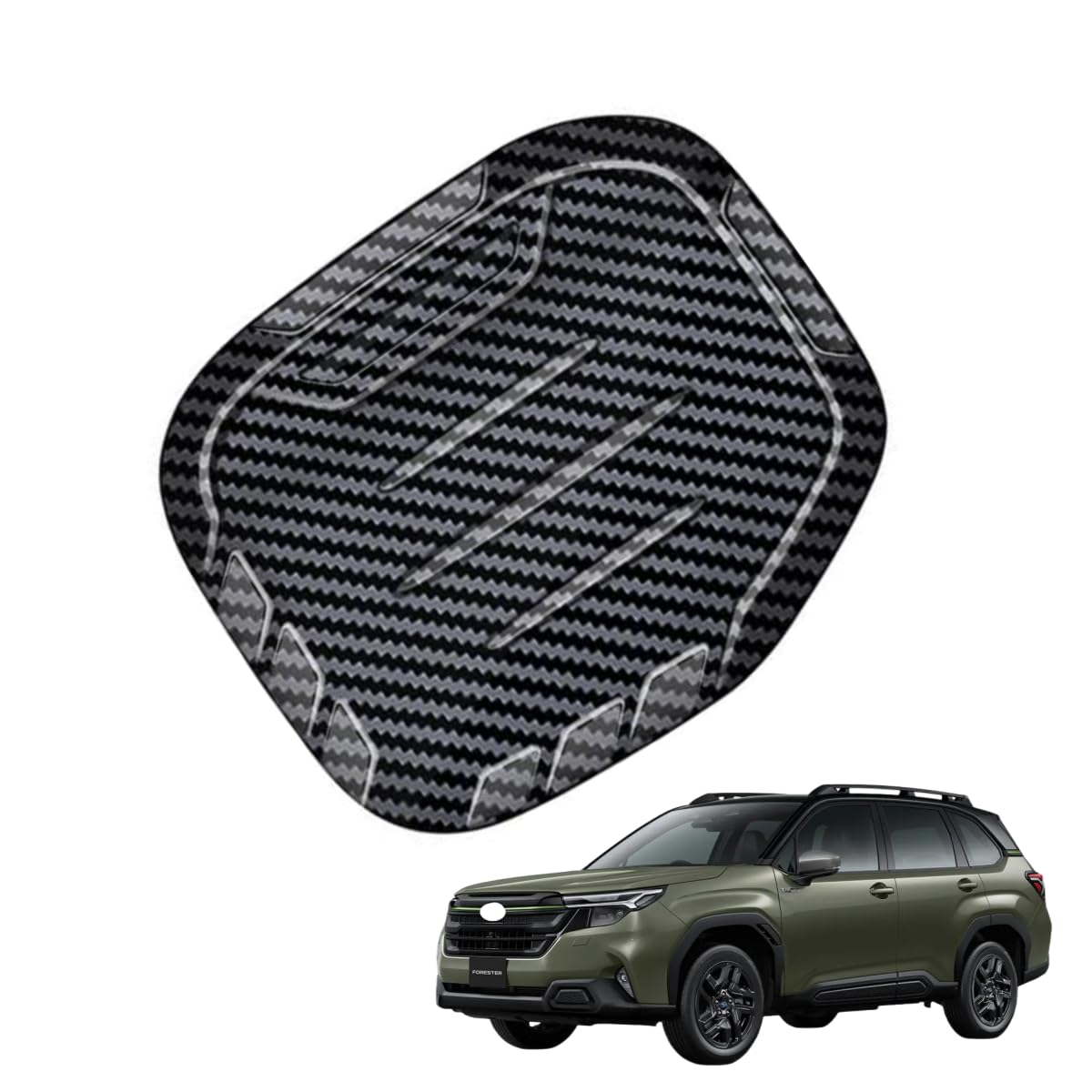 「フォレスター に適用 SL系 2025年4月ー」 燃料タンク キャップカバー オシャレ ドレスアップパネル 車体カバー キズ防止 プロテクター 外装アクセサリー ガーニッシュ スバル対応品 ABS製 (ブラックカーボン柄)