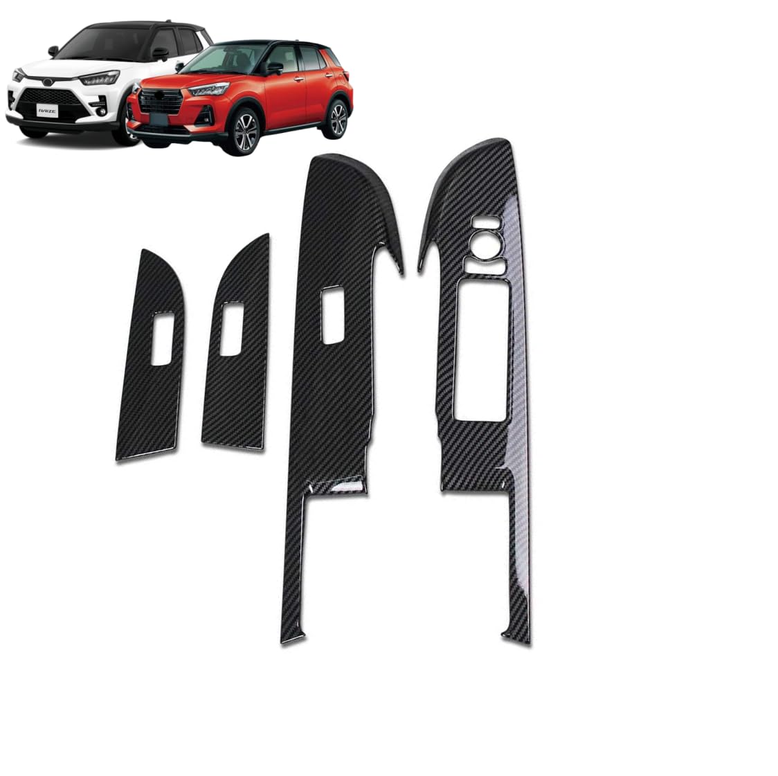 Rakuten - ライズ に対応 A200系 A200A/A210A A20#A/210A型 2019年11月〜For RAIZE 対応品 専用 保護 上質 キズ防止 カスタム 装飾パーツ ABS製 4P トヨタ専用設計パーツ 取り付け簡単 内装ドレスアップ ドア ウィンドウ ボタン スイッチ パネル カバー ガーニッシュ (カ