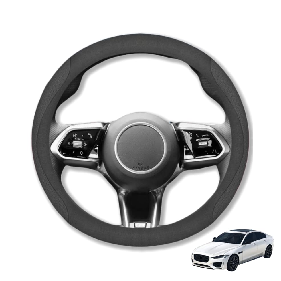 ジャガー に対応 XF XJ XE XK Fペース Fタイプ Xタイプ Iペース 専用 保護 上質 キズ防止 カスタム 全シリーズ対応 円形 37〜38CM 取り付け簡単 円形 丸形 ハンドルカバー ステアリングカバー ハンドルカバー 滑り止め スエード調人造皮革材料 (ブラック)