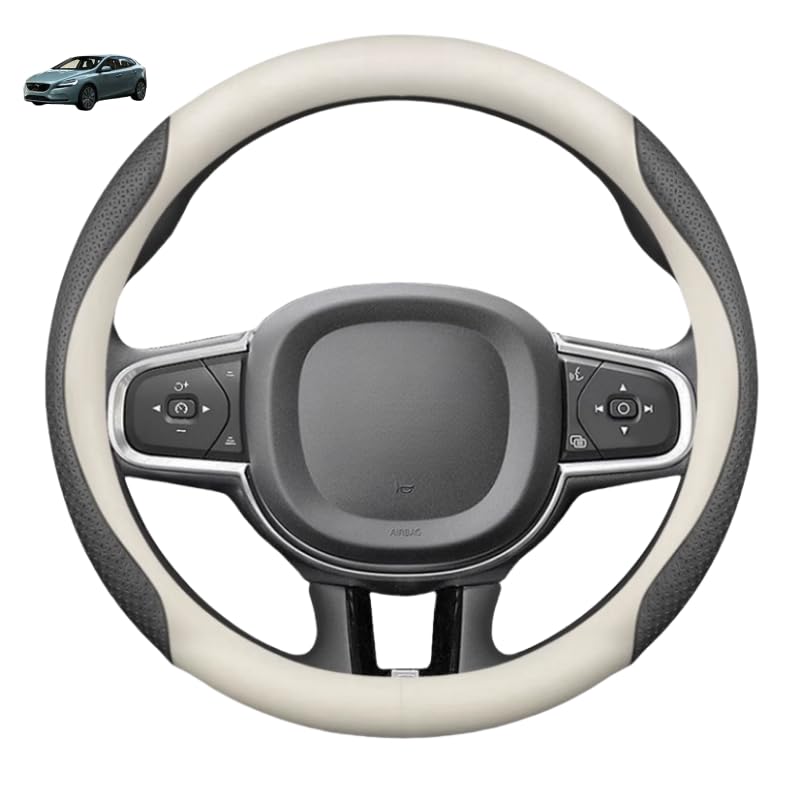 ボルボ に対応 V40 V60 XC60 XC70 V90 XC90 S40 S60 S80 専用 保護 上質 キズ防止 カスタム 装飾パーツ 本革 スエード調製 専用設計パーツ 取り付け簡単 丸形 円形 ハンドルカバー ステアリングカバー ハンドルカバー 滑り止め 汚れ防止 37cm~38cm (グレー+オ