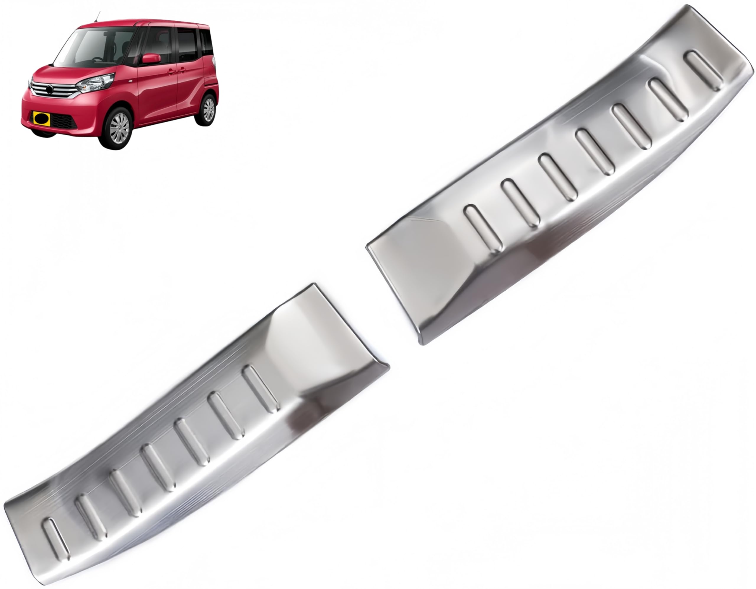 Rakuten - 日産ルークス に対応 For ROOX 40系 B45A/B44A/B47A/B48A 2020年3月? 専用 保護 上質 キズ防止 カスタム 装飾パーツ ステンレス製 2P 専用設計パーツ 取り付け簡単 リアバンパーカバー リアテールゲートパネル カバーガーニッシュ
