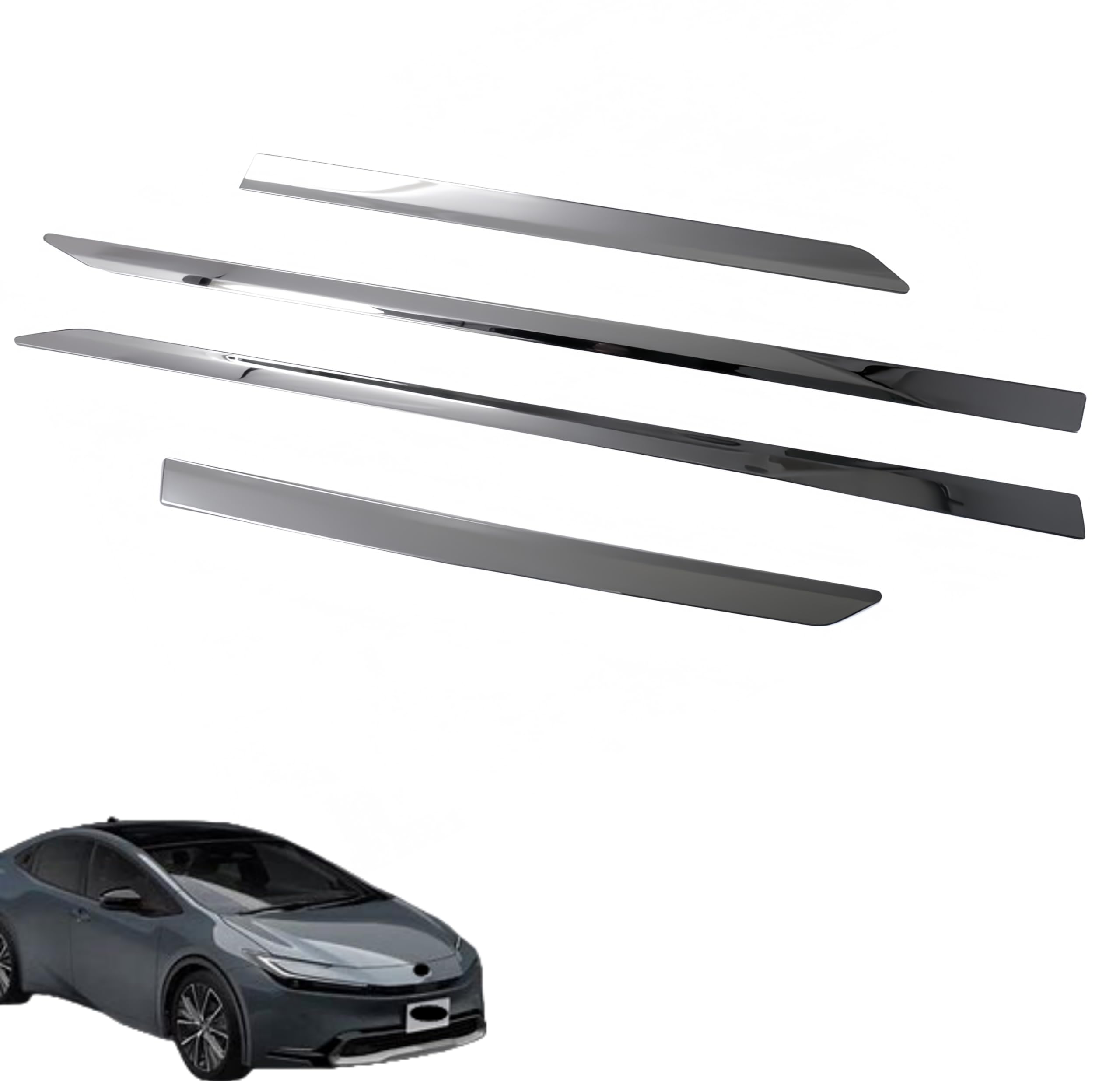 上質「トヨタ?新型プリウス に対応品 For 5代目 60系 ZVW60 ZVW65 MXWH60 MXWH65 2023年1月〜」専用車種 ドレスアップ カスタム アクセサリー 高級 ステンレス製 （シルバー）4P 外装 サイド ドア モール ドアトリム ガーニッシュ サイドスカート サイドドア ガ