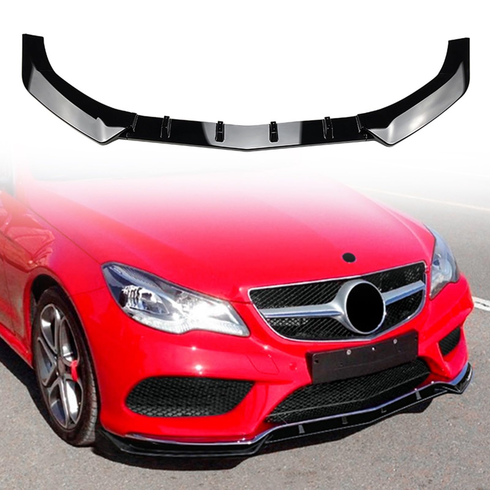 Rakuten - 車用フロントバンパー リップスポイラー ディフューザー プロテクター ボディキット Benz E Class Coupe C207 AMG 2013-2016対応 ブラック