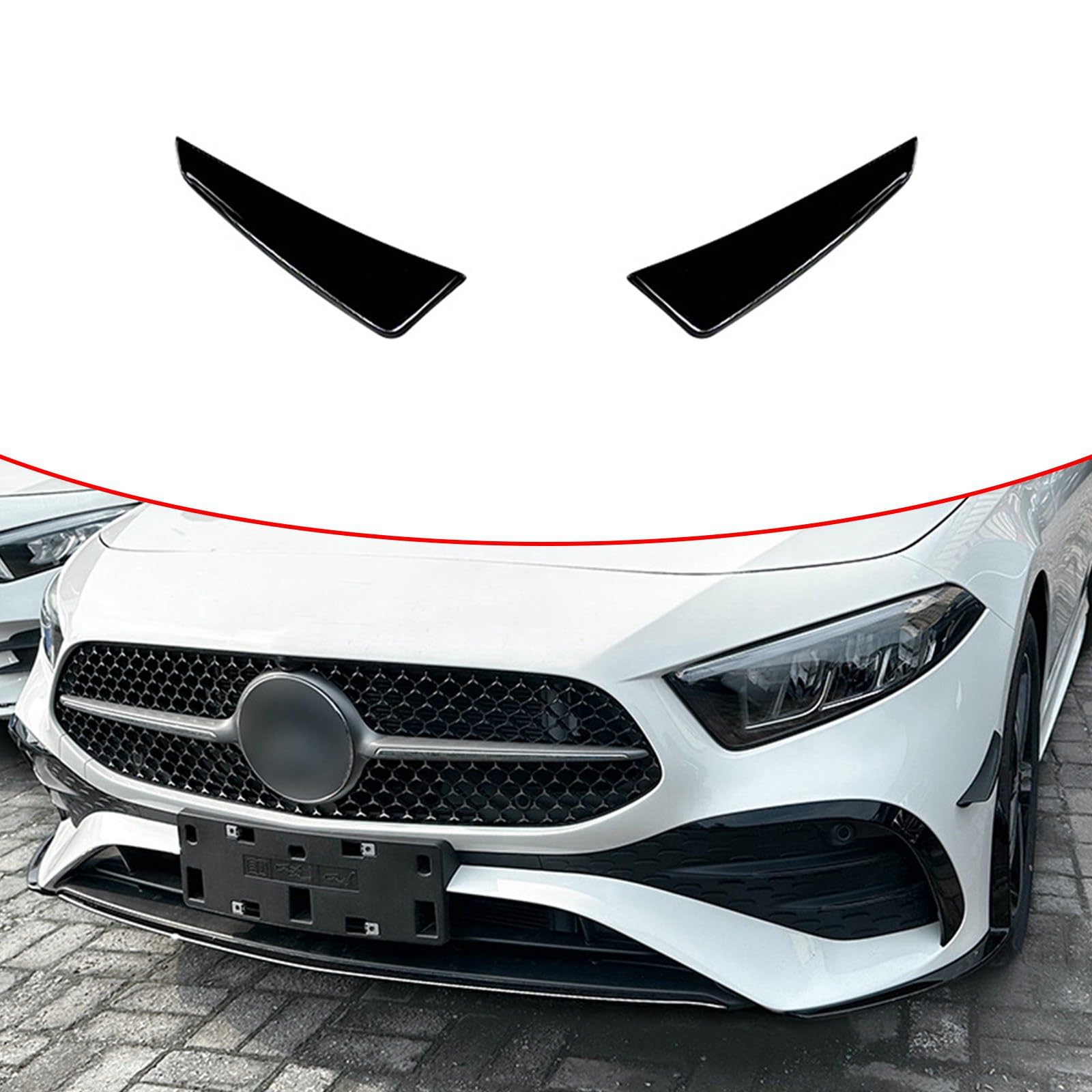 Rakuten - ブラック フロントバンパースプリッター サイドスポイラー エアベントトリム Benz A Class W177 A180 A200 A220 A250 AMG LCI 2023-2024に対応