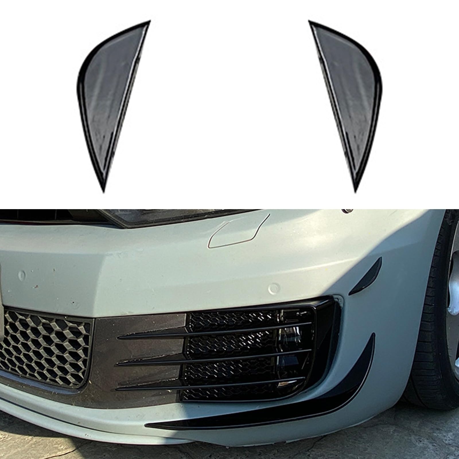 2個 車 フロントバンパー サイドスポイラー スプリッター カナードキット フォルクスワーゲン ゴルフ 6 MK6 GTI GTD 2008-2013に対応