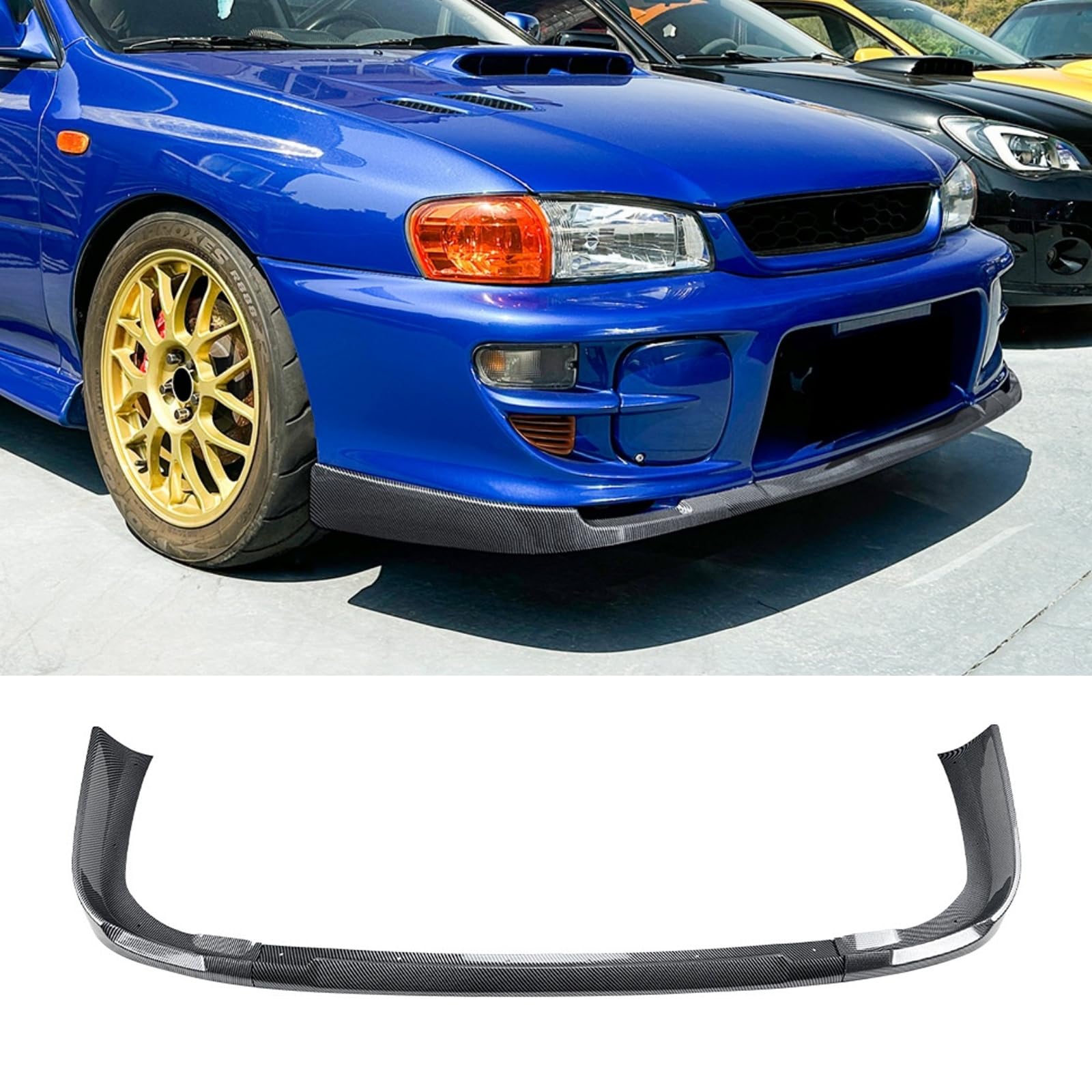 車用フロントバンパー リップチンスポイラー スプリッター ボディキット スバル インプレッサ WRX STI 1997-2001 (カーボンファイバールック) に対応