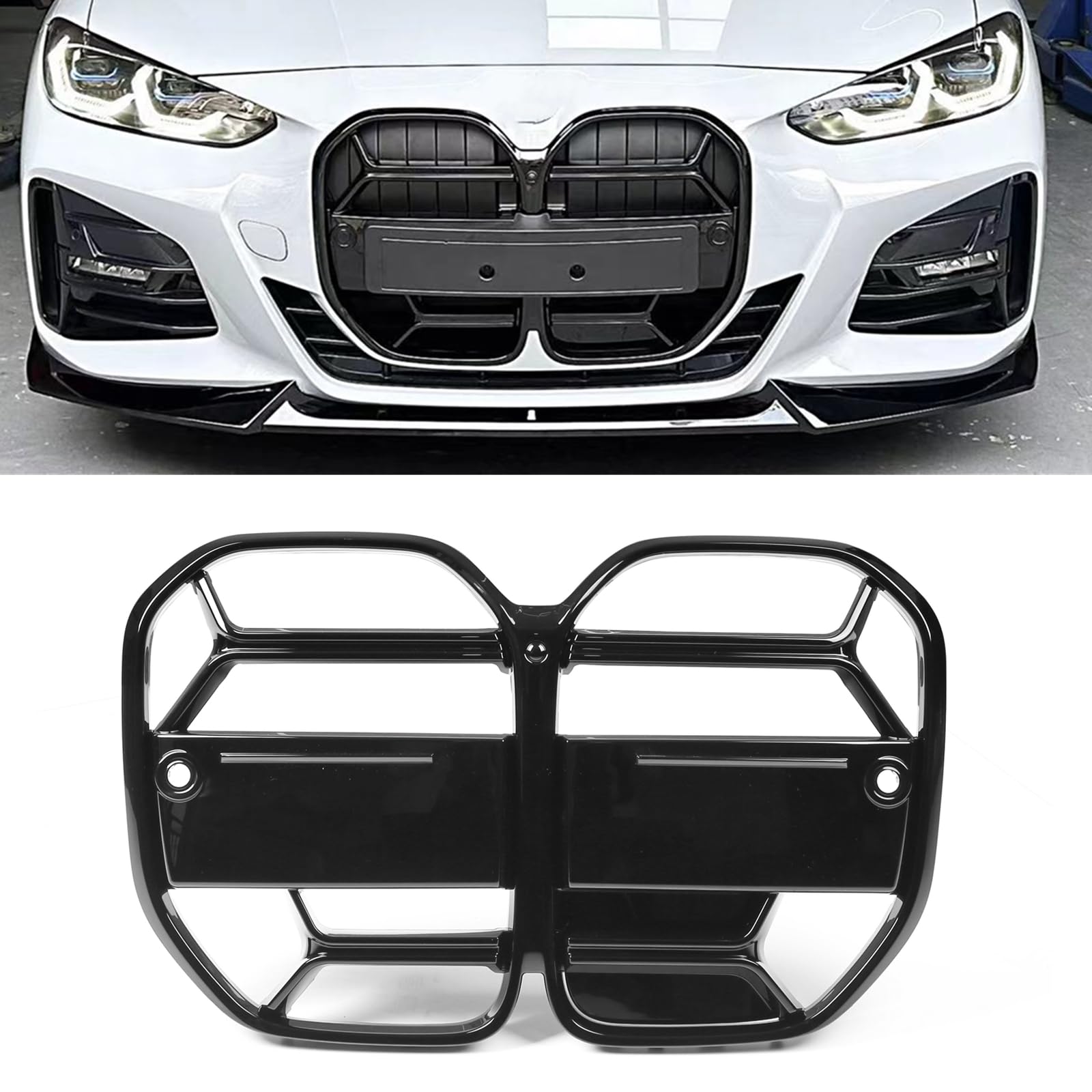 BMW G22 G23 4 シリーズ 2021-2024 CSL用光沢ブラックフロントバンパーグリルカバー