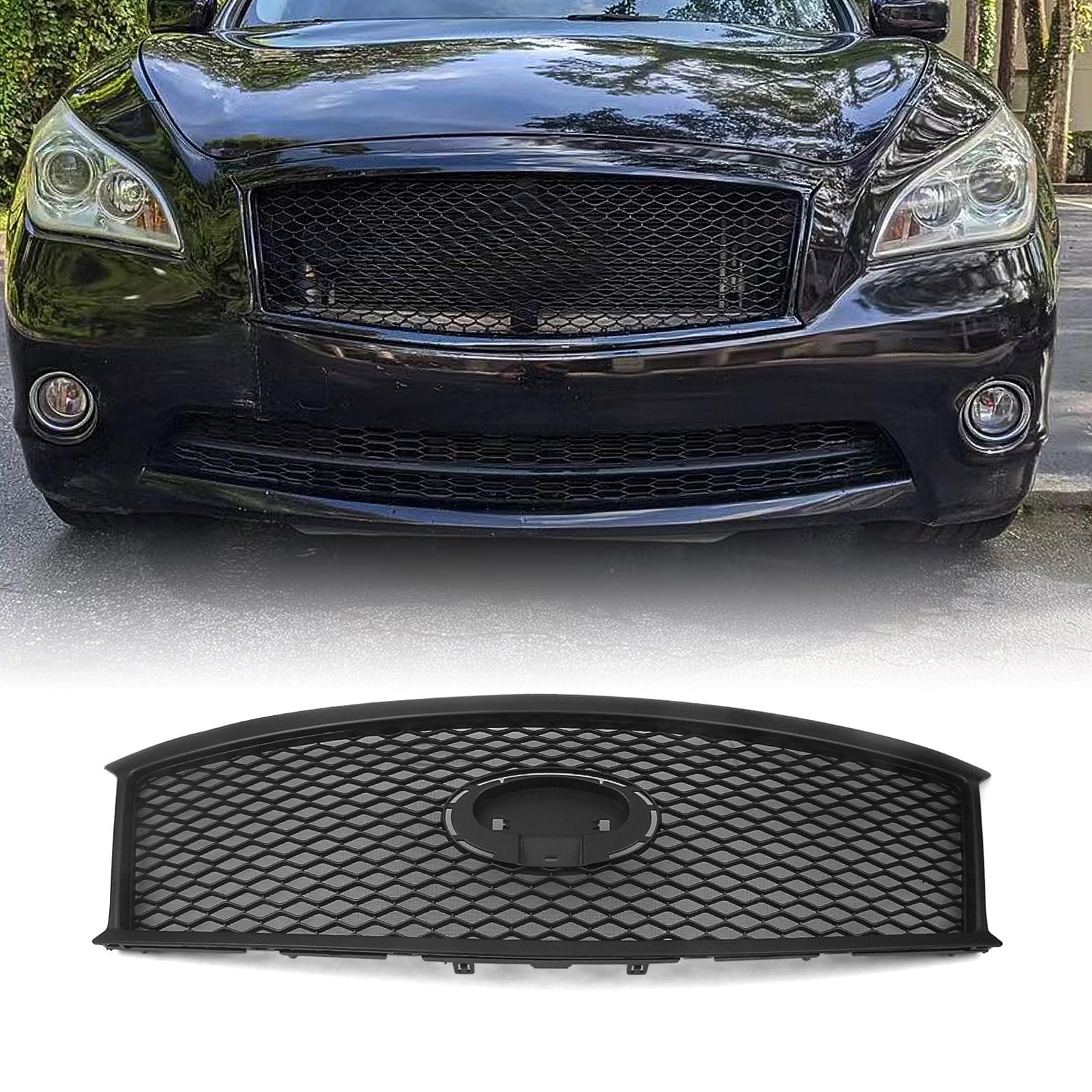 Rakuten - 車用フロントバンパーグリル 防虫ネット付き Q70 2014-2015用 ブラック