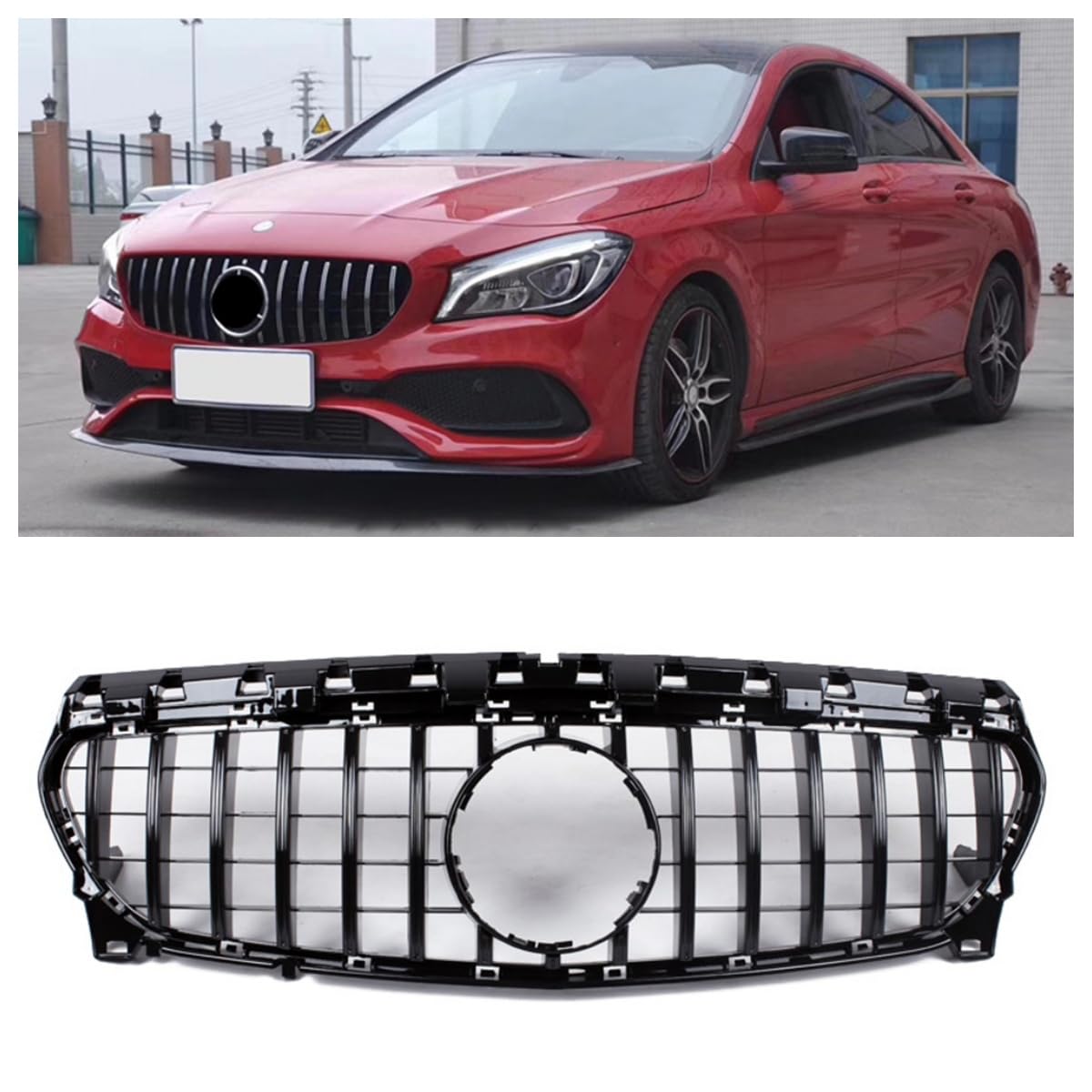 GTフロントグリル ベンツAクラスW117 CLA180 CLA200 A45 AMG 2017-2019 フェイスリフト用
